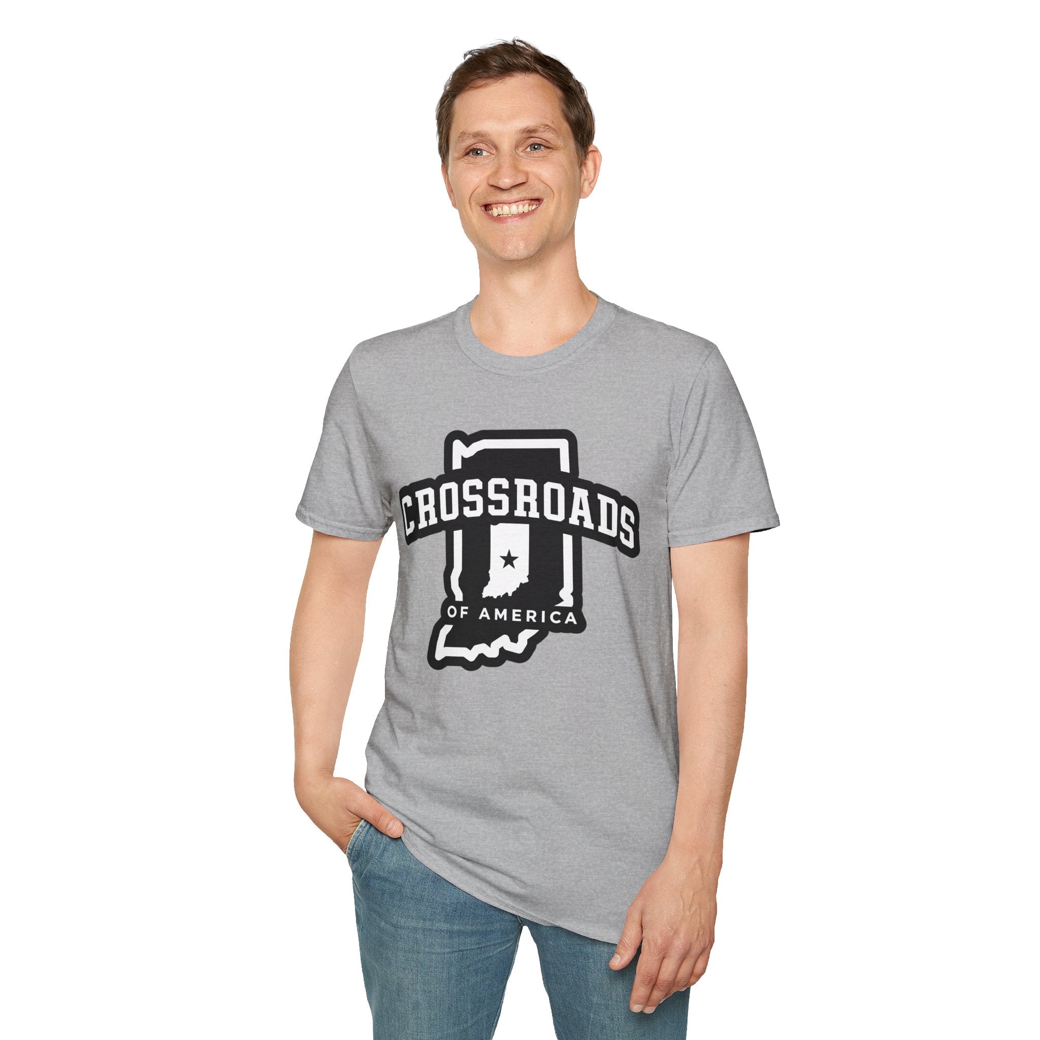 Crossroads of America Indiana T‑Shirt — Retro State Outline Tee