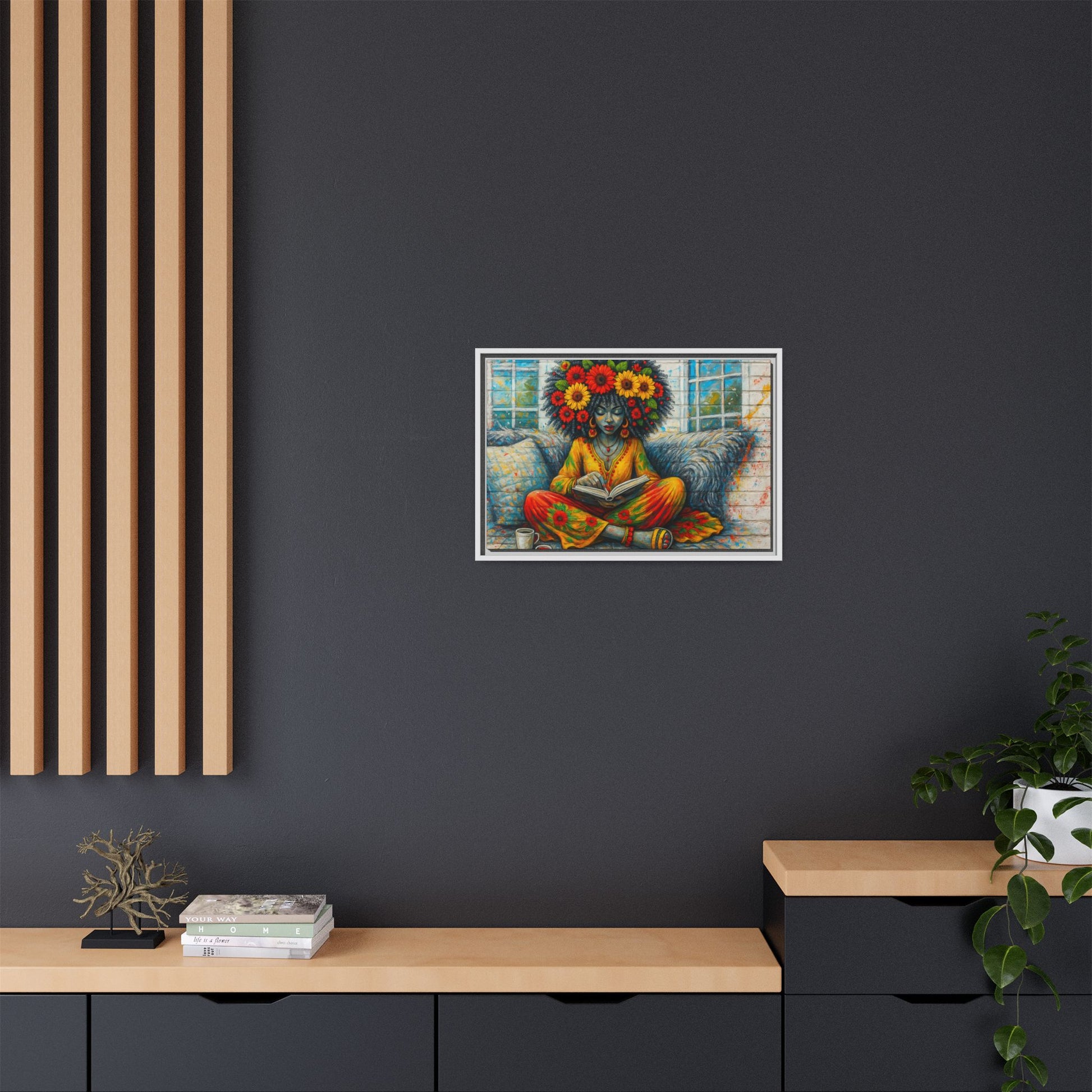 Colorful Flower Reading Girl