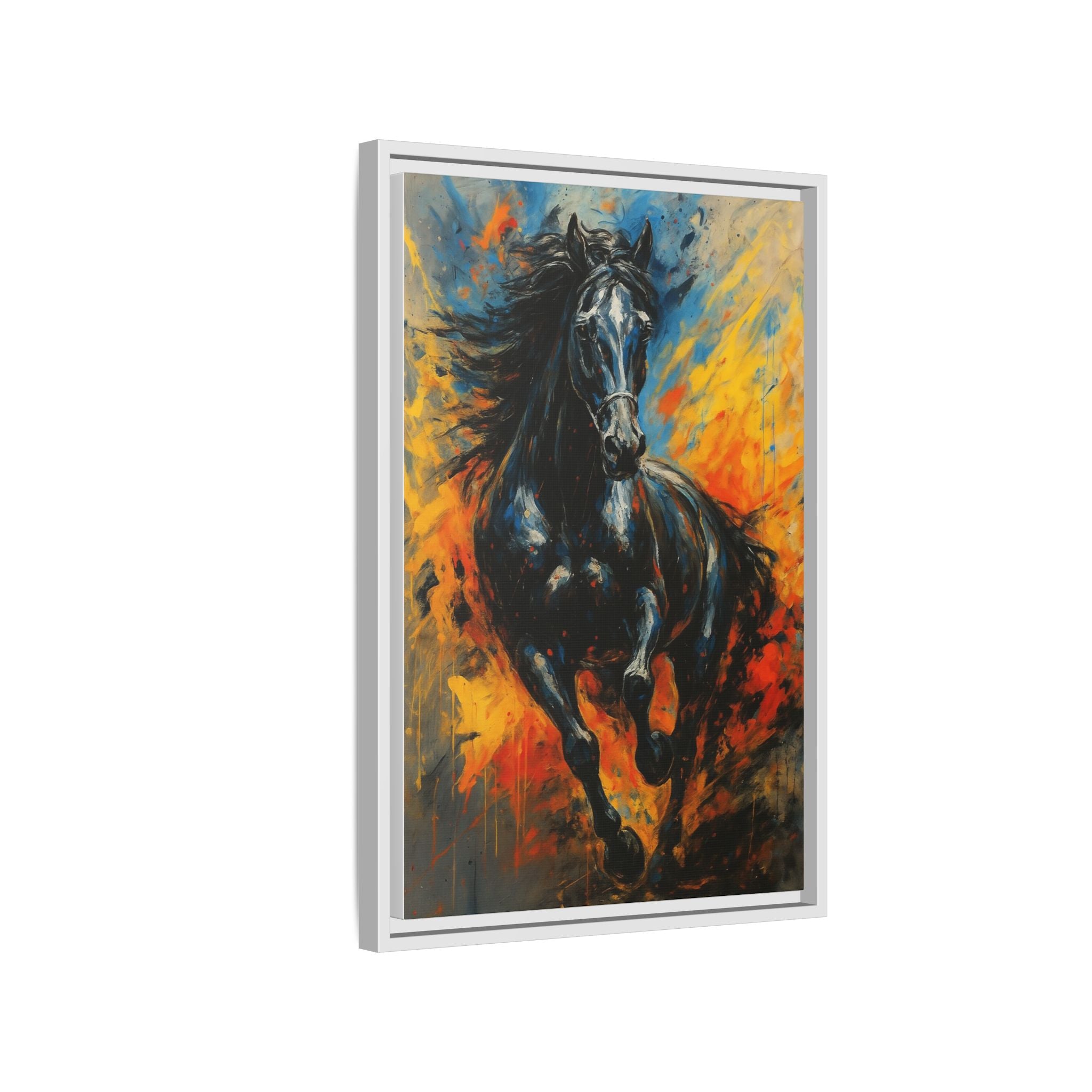 Galloping Black Stallion