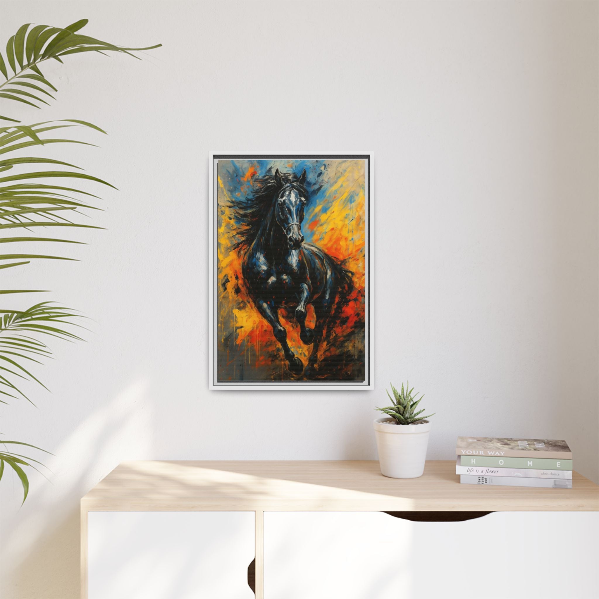 Galloping Black Stallion