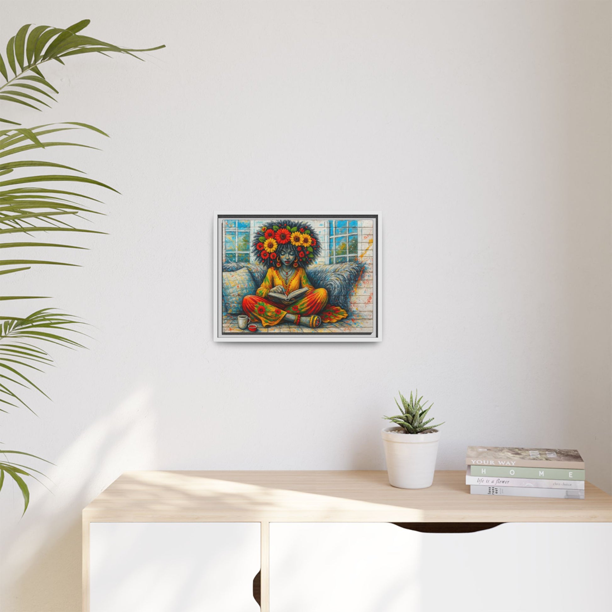 Colorful Flower Reading Girl