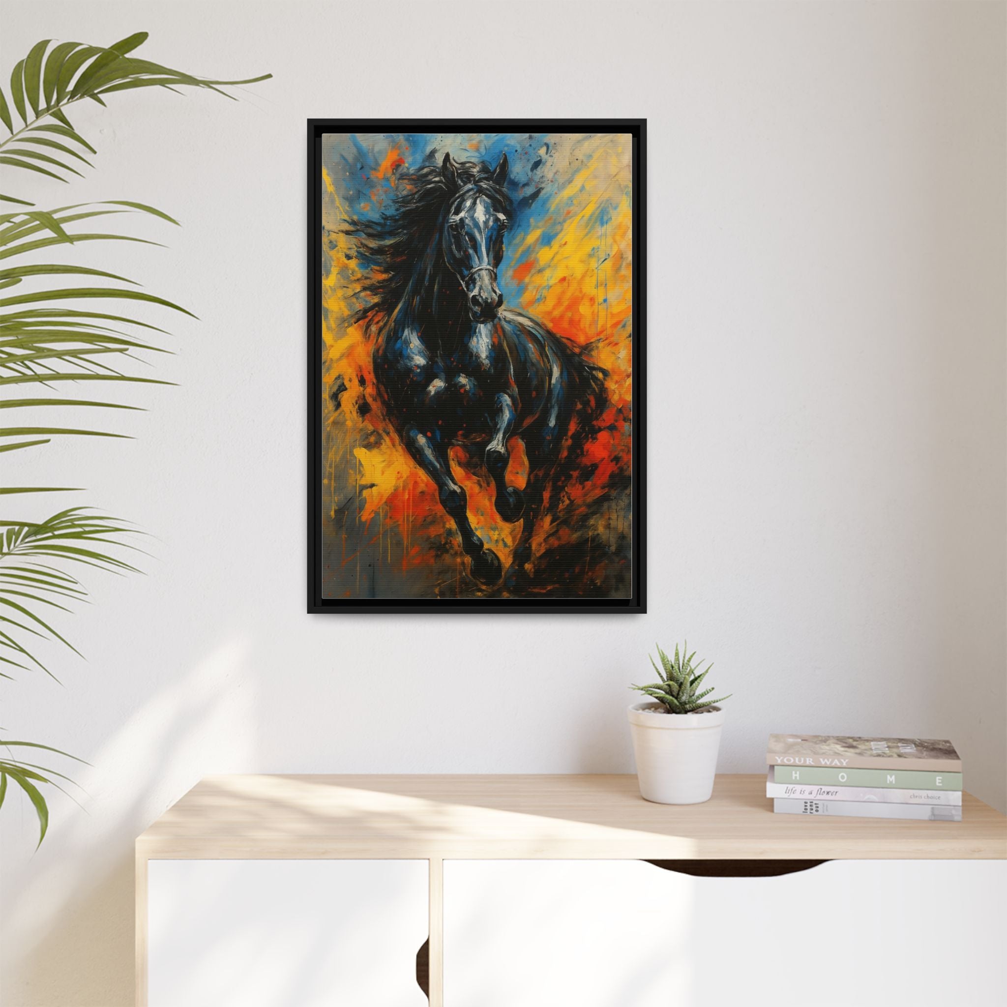 Galloping Black Stallion