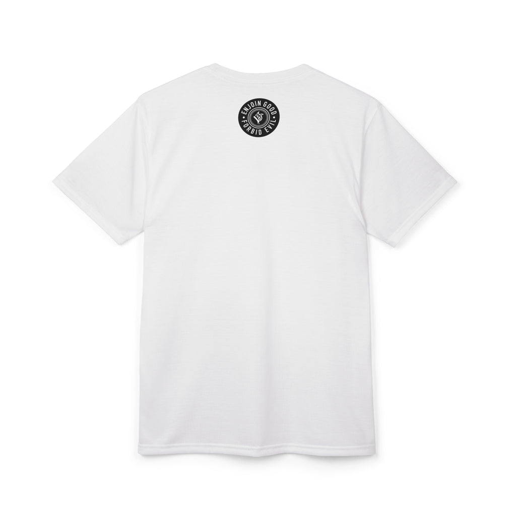 Nunchuck Enjoin Good X Forbid Evil — White Tee