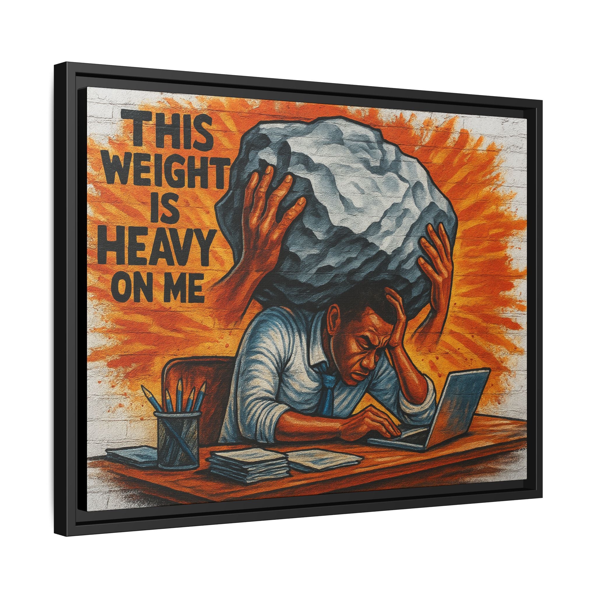 Framed Canvas Art, Stress Relief Decor, Office Wall Art, Motivational Artwork, Unique Gift for Home or Office