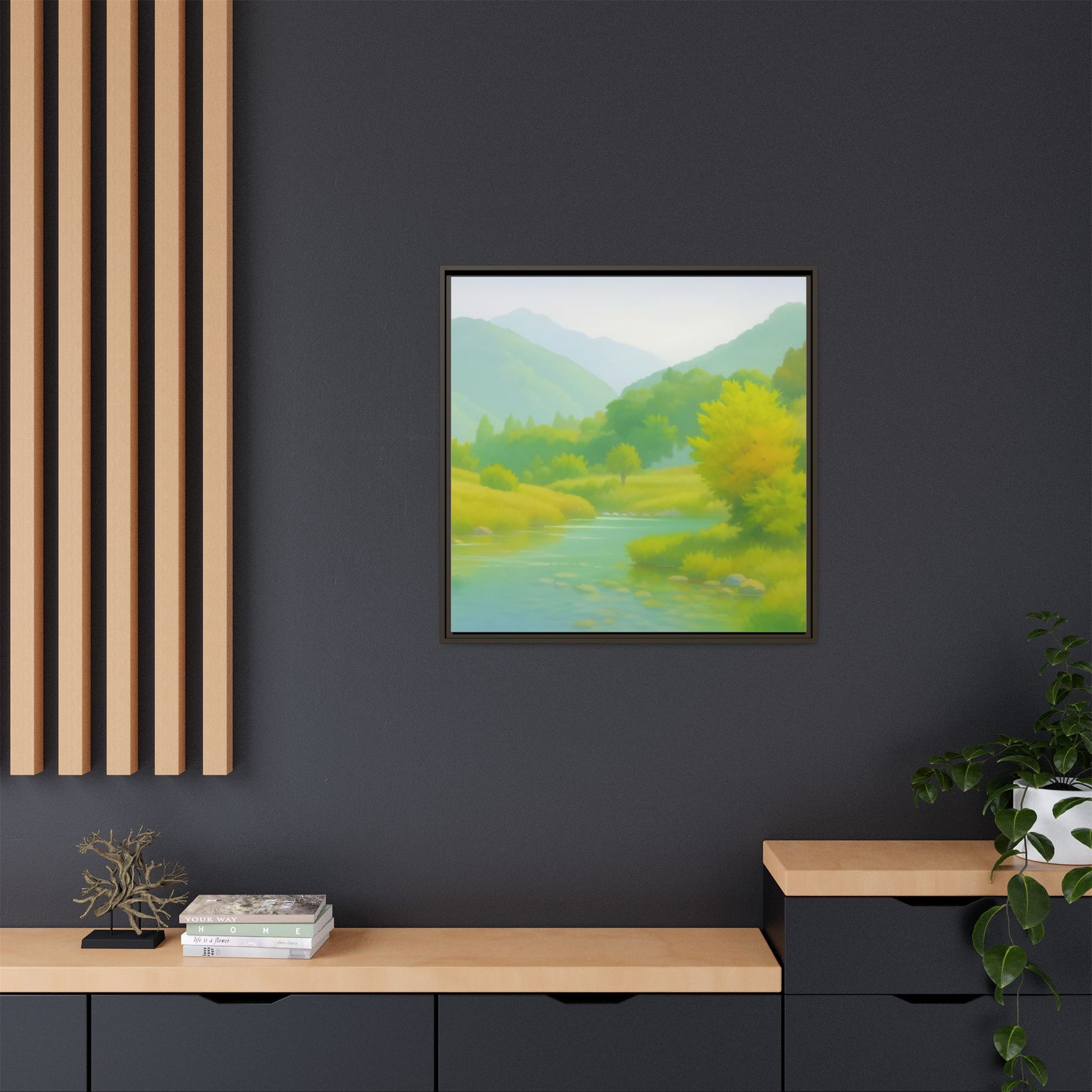 Calming River Green Landscape
