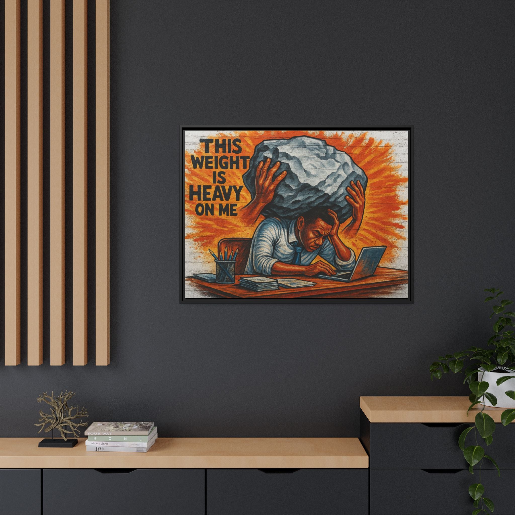 Framed Canvas Art, Stress Relief Decor, Office Wall Art, Motivational Artwork, Unique Gift for Home or Office