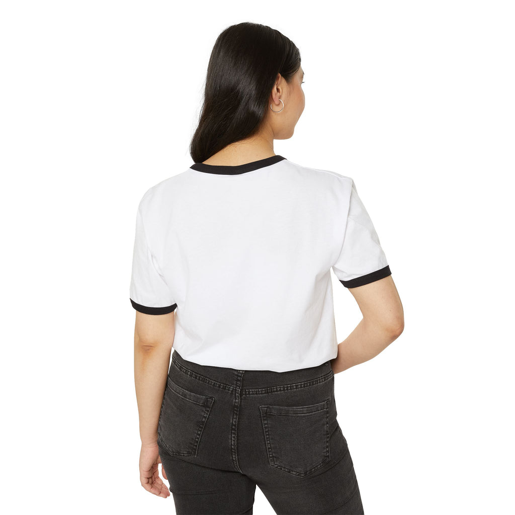 Love Me Ringer Tee — Retro Script with Kiss Graphic