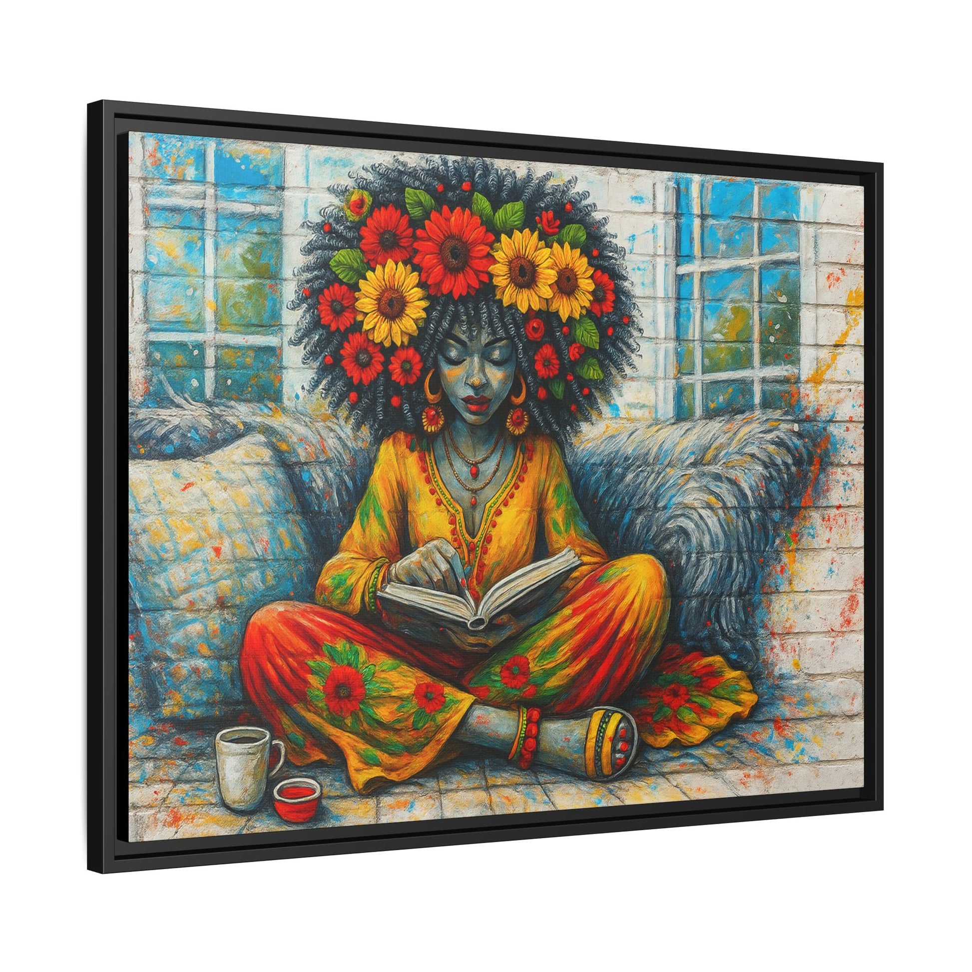 Colorful Flower Reading Girl
