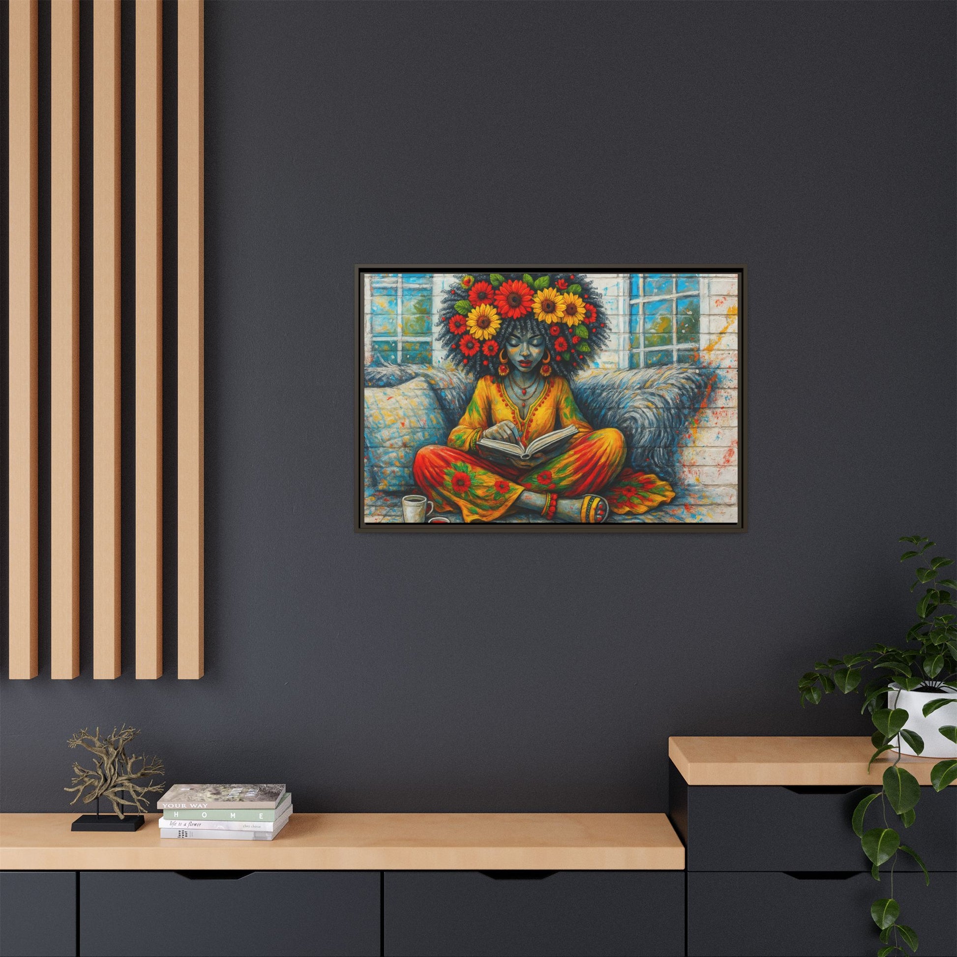 Colorful Flower Reading Girl