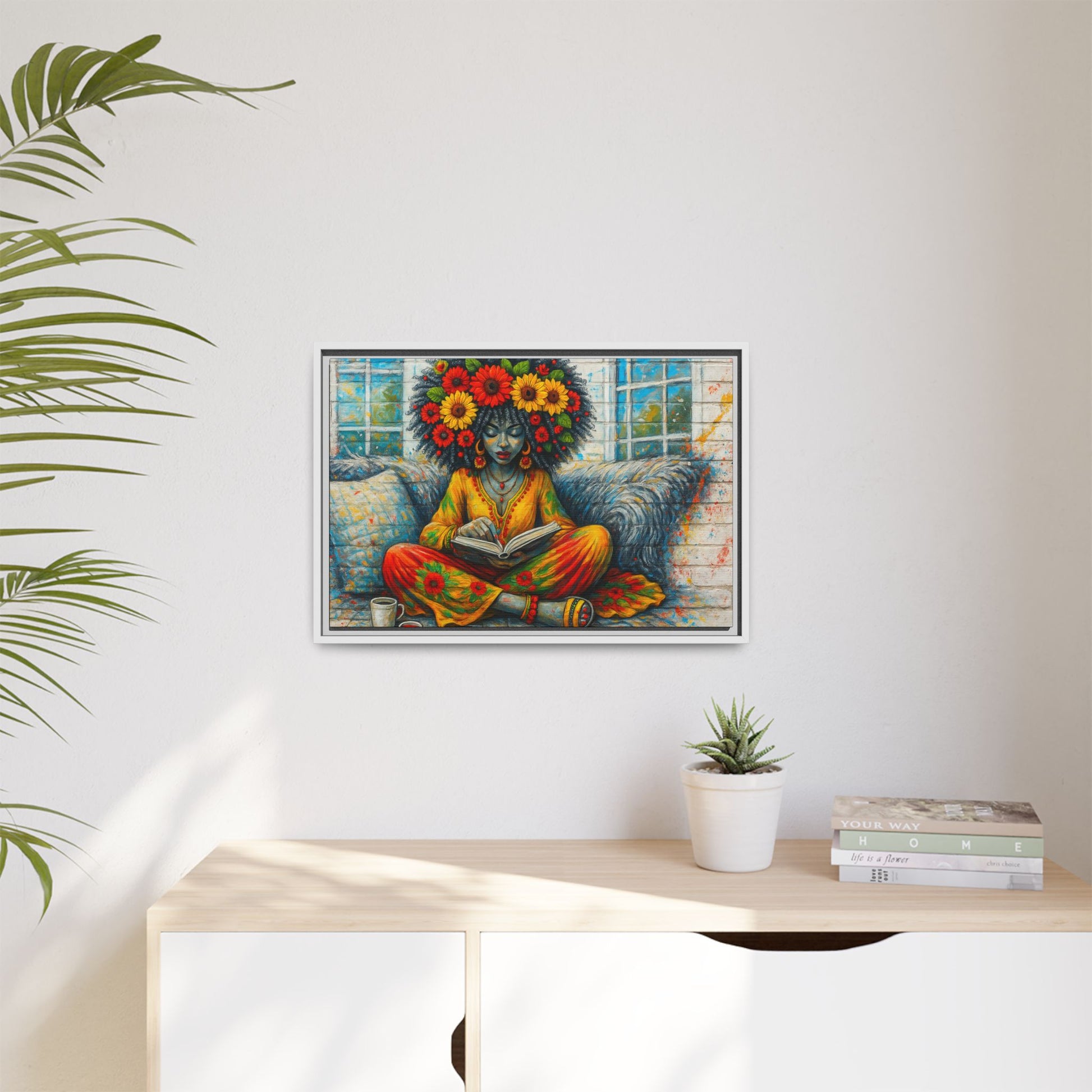 Colorful Flower Reading Girl