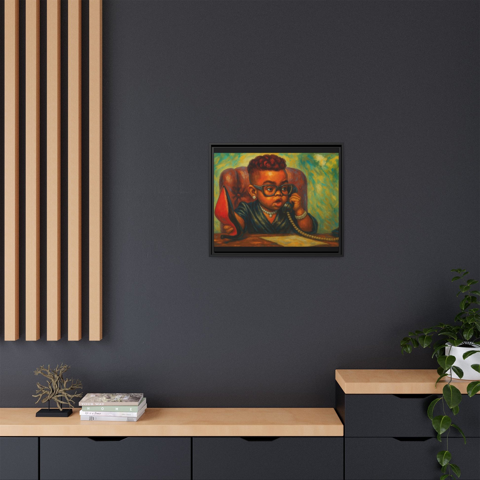 Framed Art Print: Stylish Office Decor for Home or Studio, Wall Art, Colorful Portrait, Vintage Vibe, Creative Gift Idea