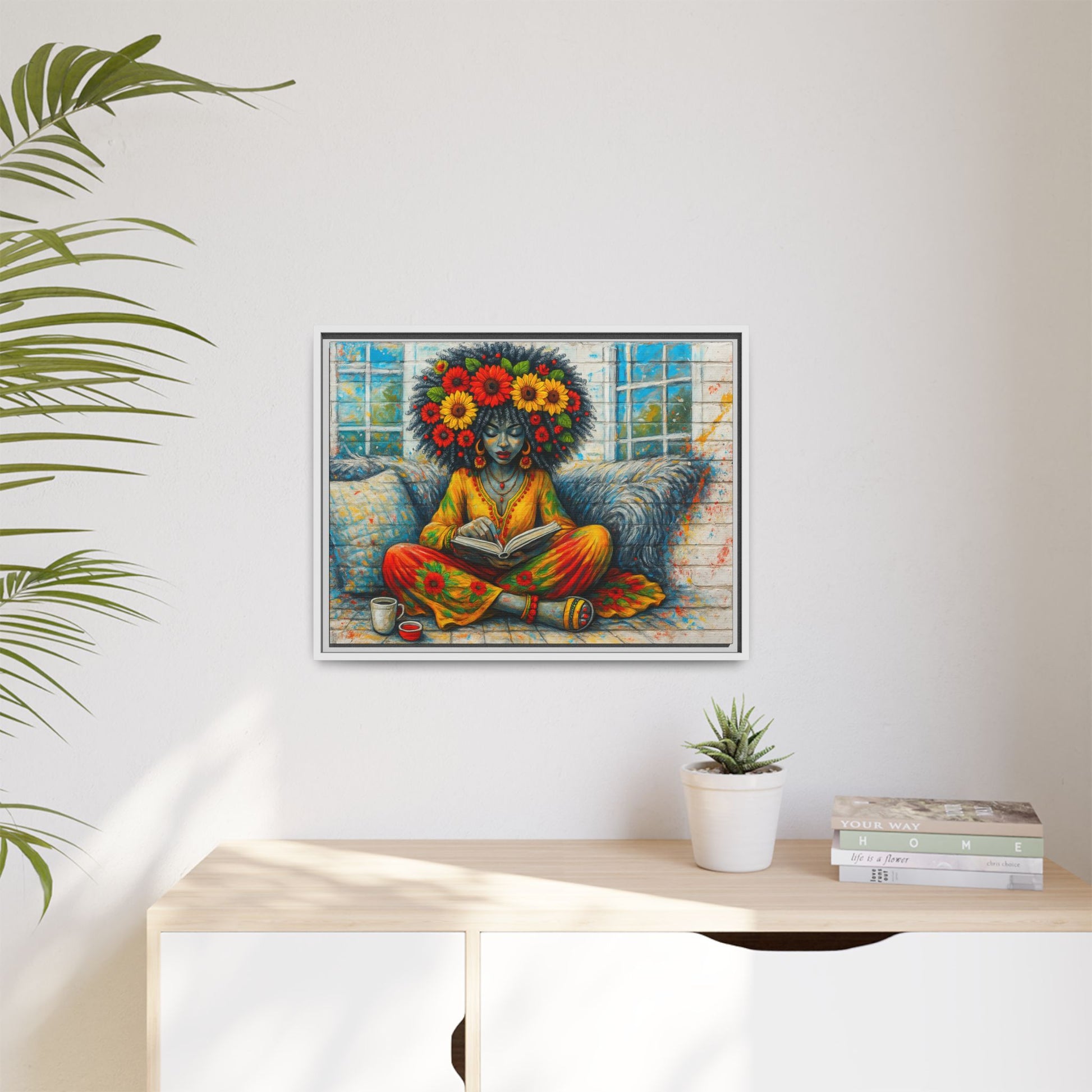 Colorful Flower Reading Girl