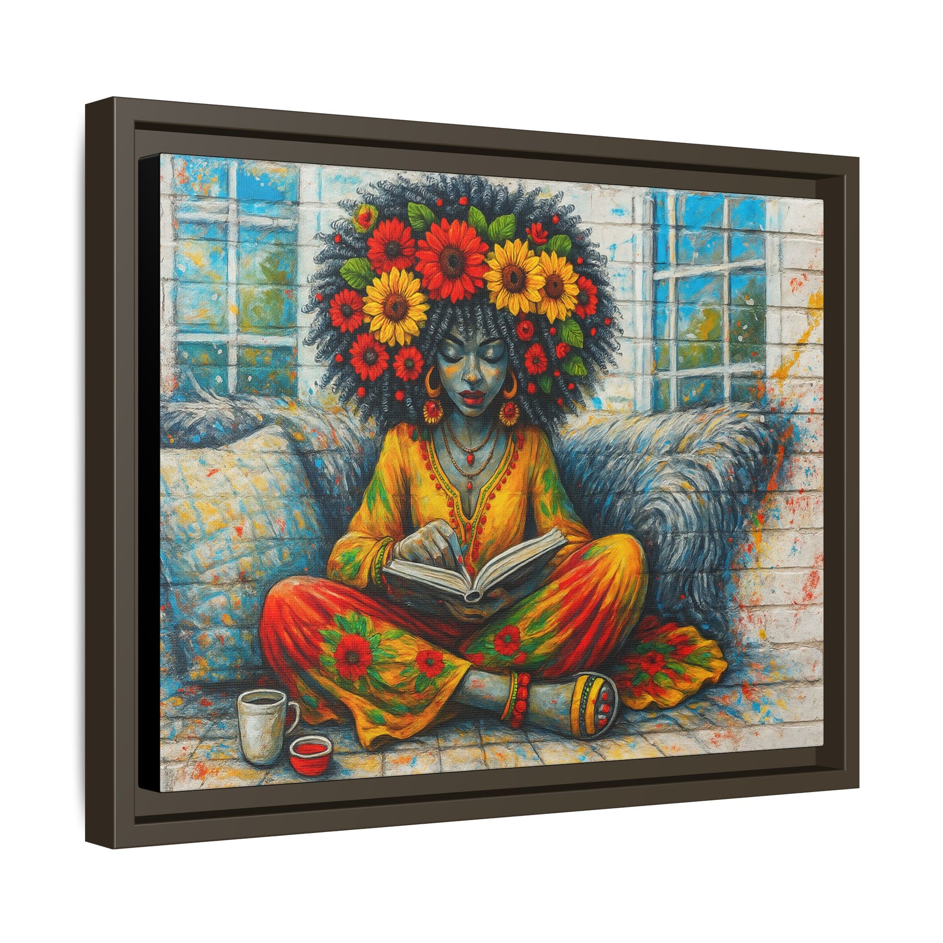 Colorful Flower Reading Girl