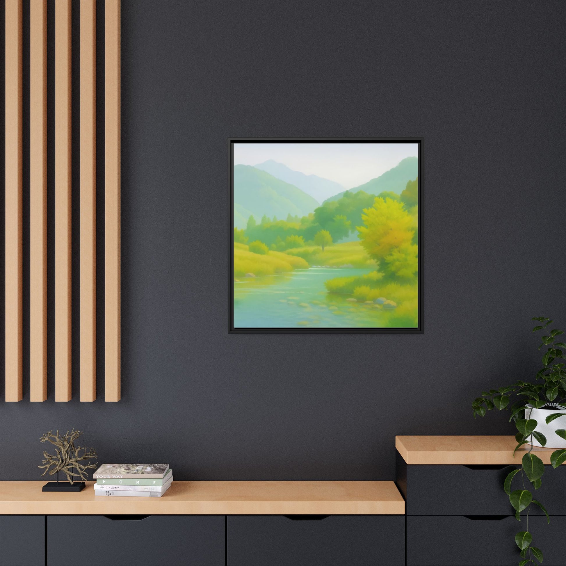 Calming River Green Landscape
