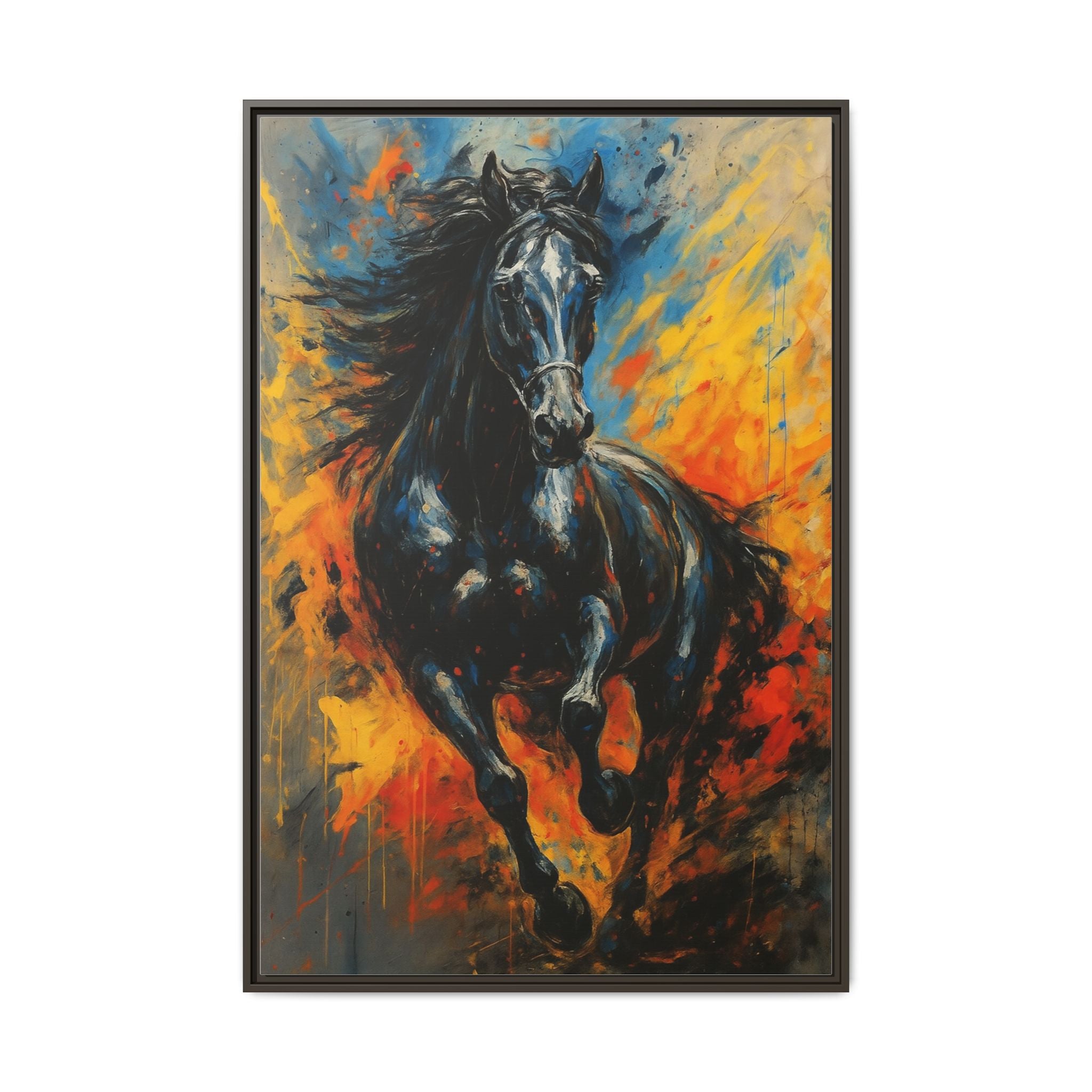 Galloping Black Stallion