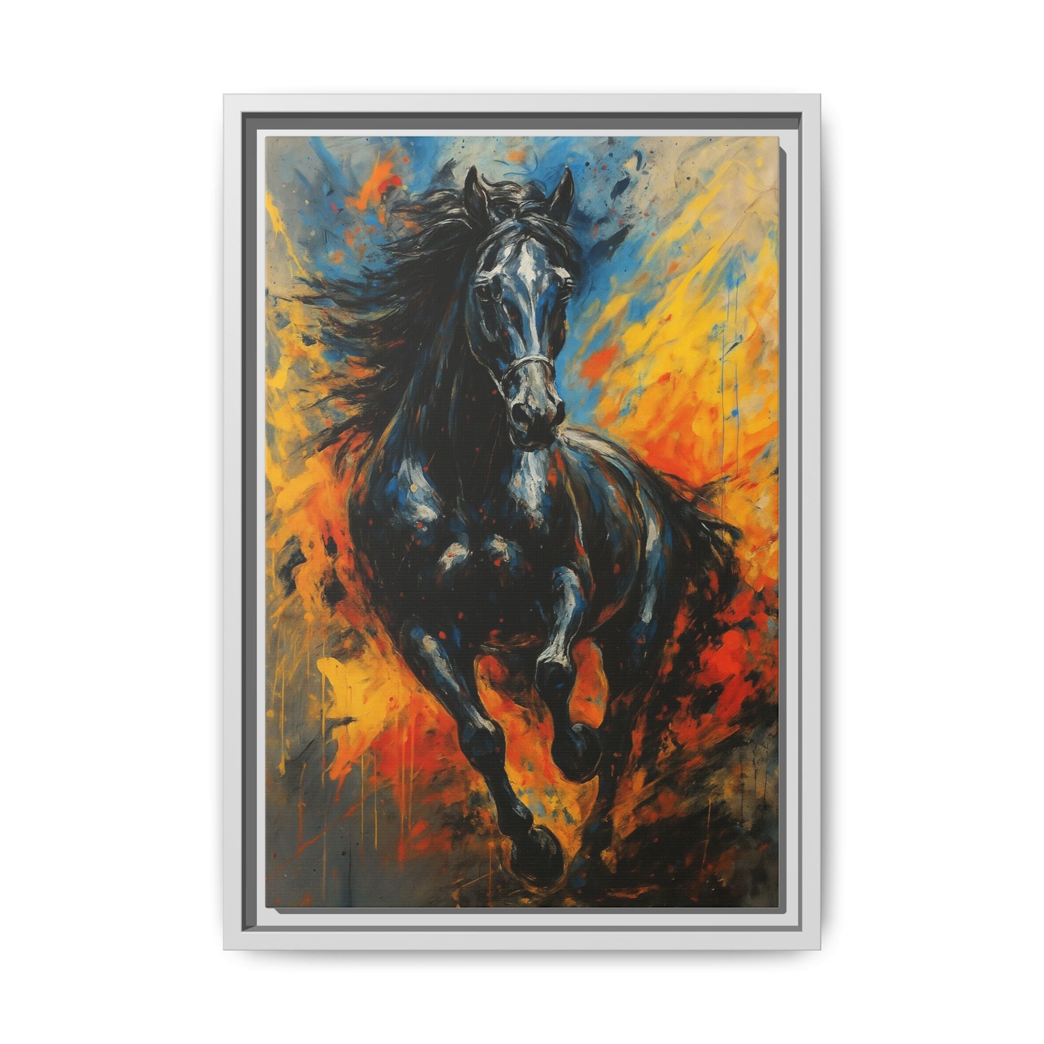 Galloping Black Stallion