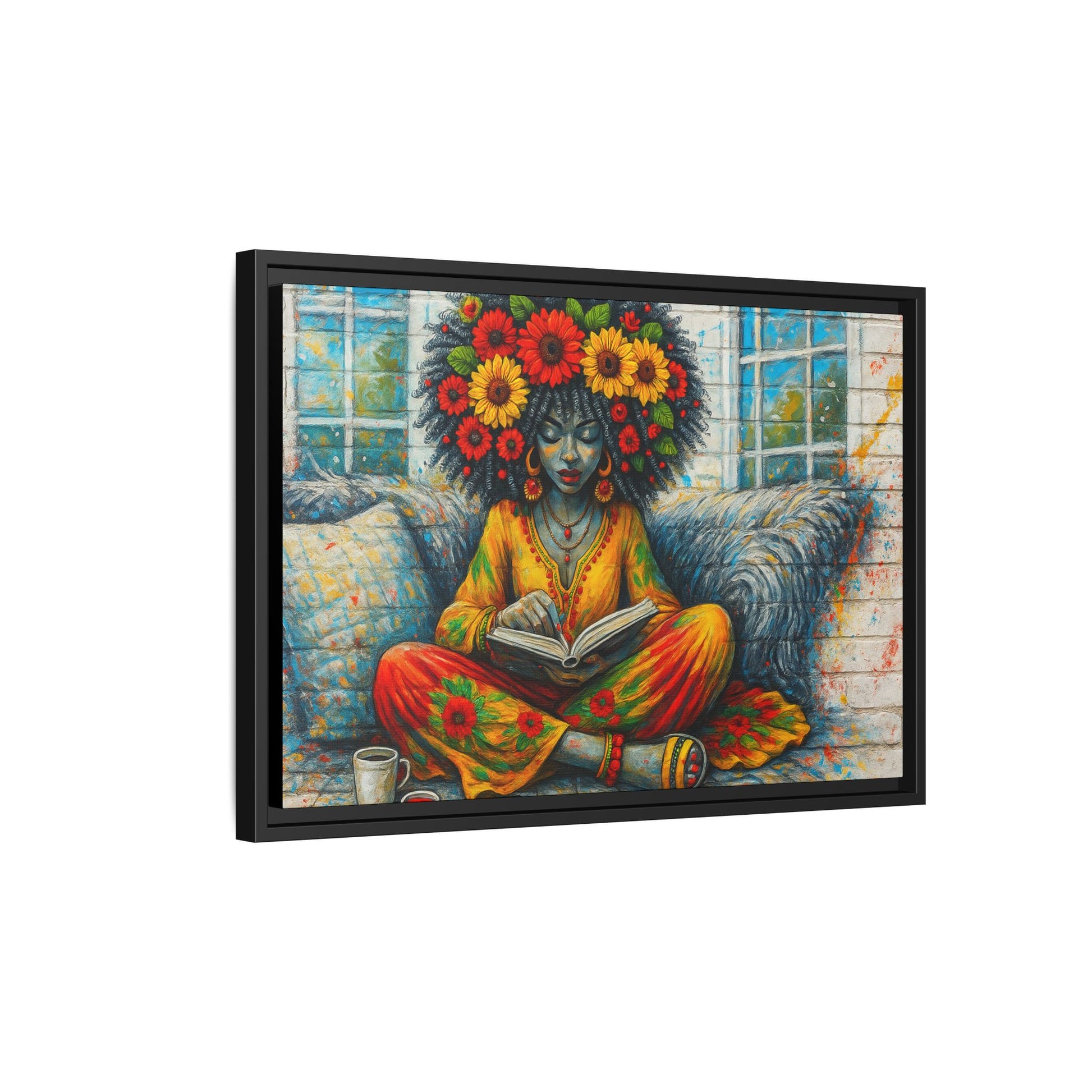 Colorful Flower Reading Girl