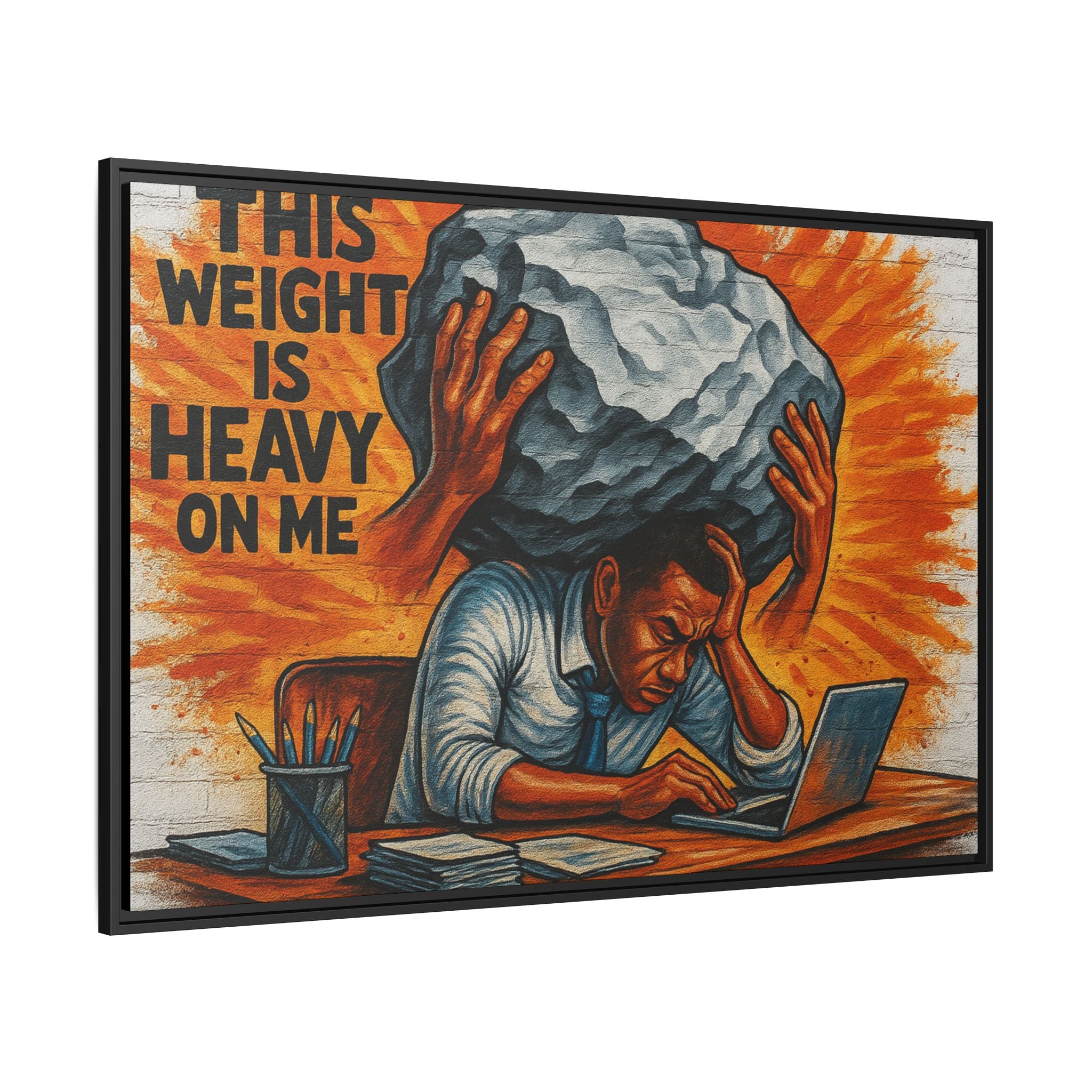 Framed Canvas Art, Stress Relief Decor, Office Wall Art, Motivational Artwork, Unique Gift for Home or Office