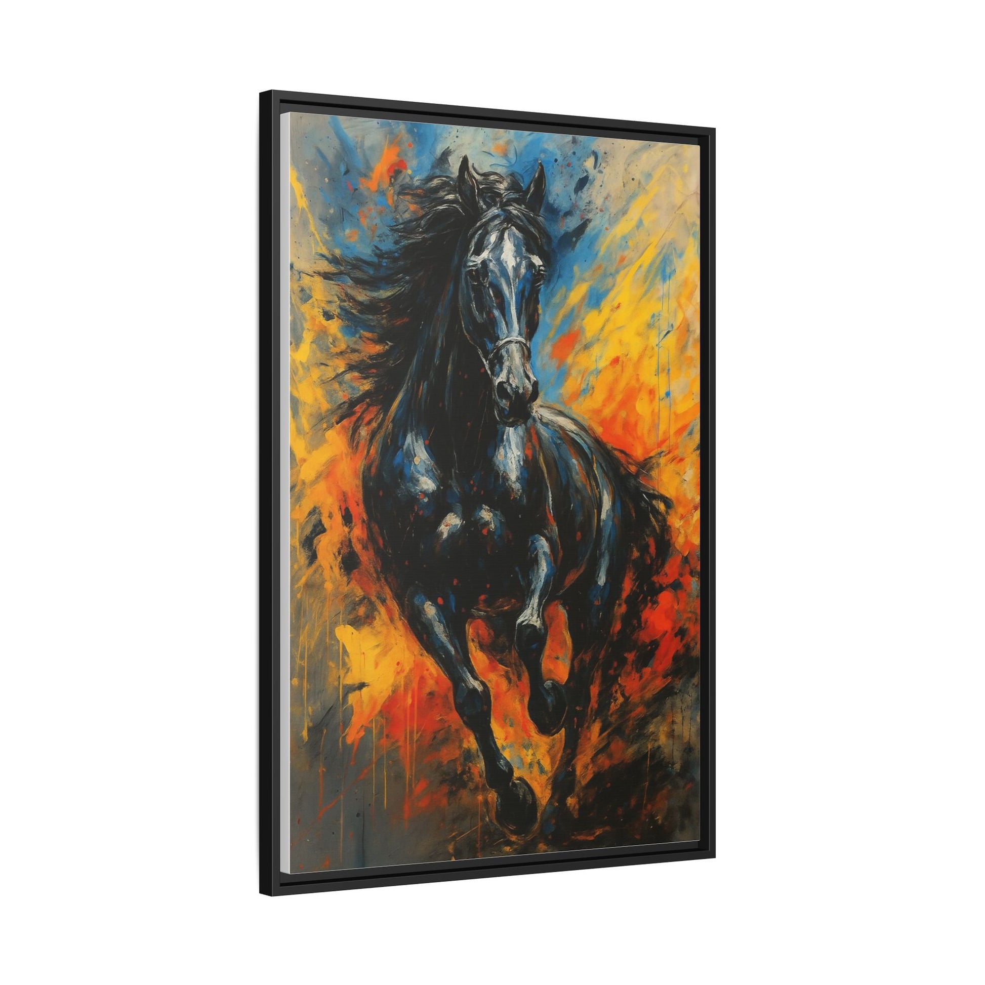 Galloping Black Stallion