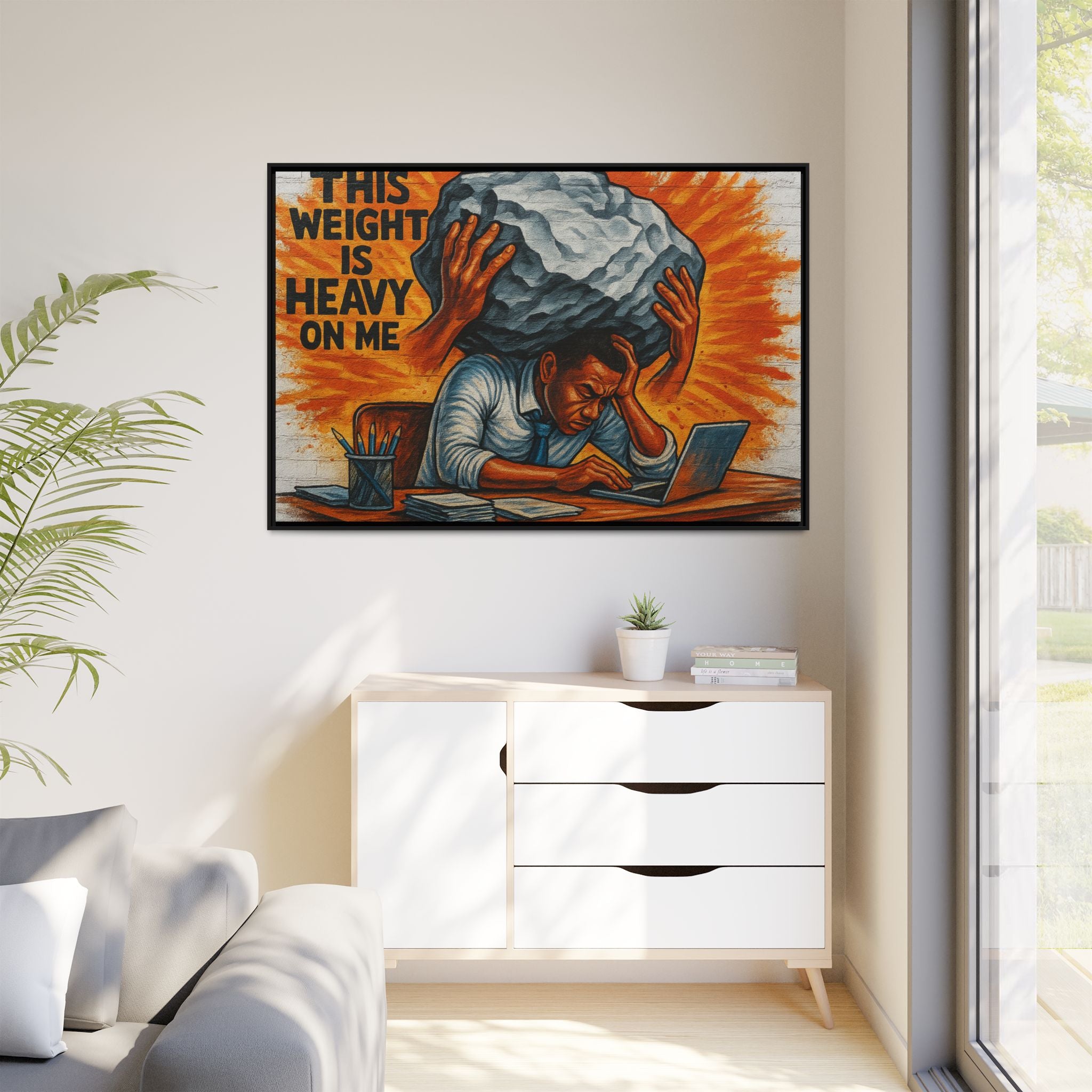 Framed Canvas Art, Stress Relief Decor, Office Wall Art, Motivational Artwork, Unique Gift for Home or Office