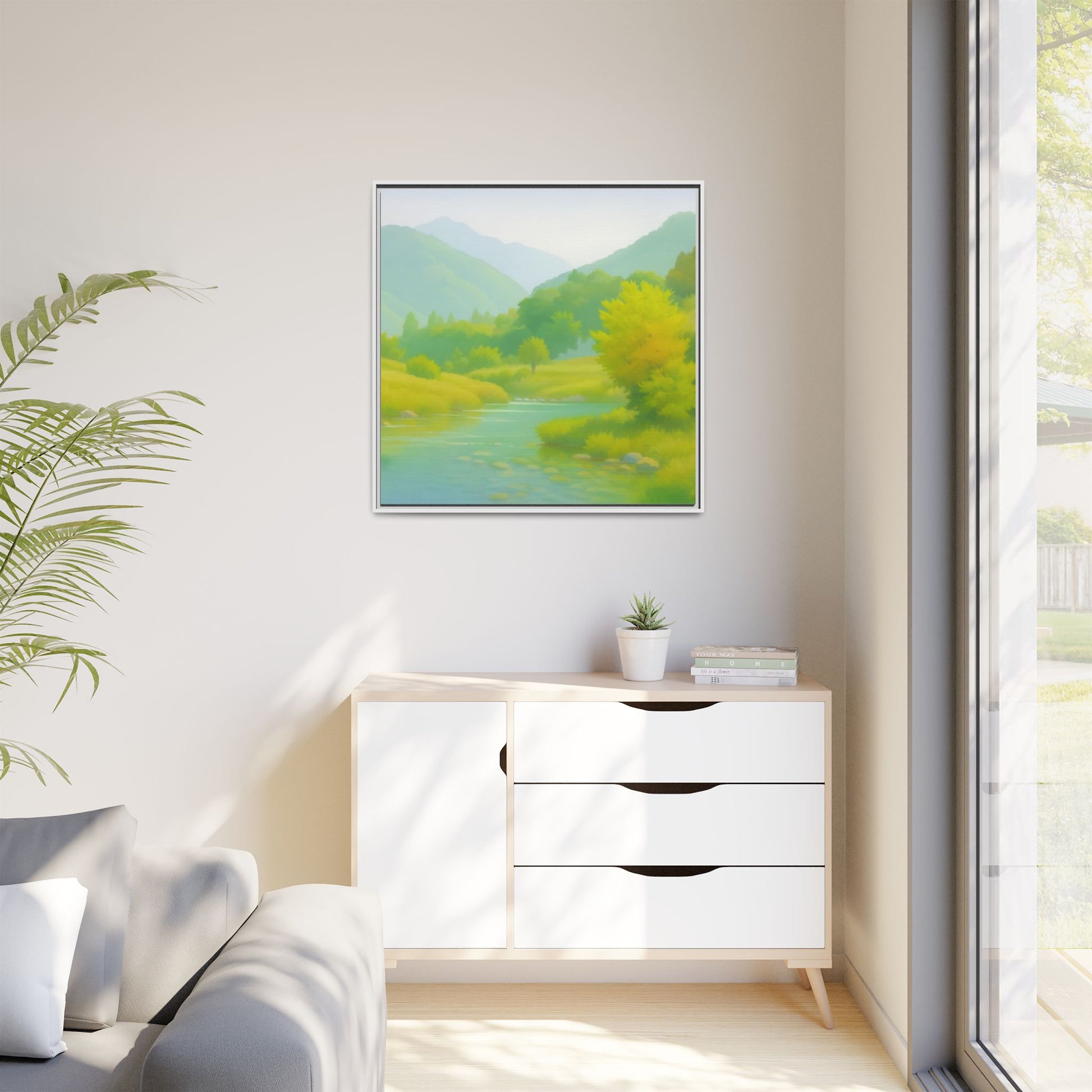 Calming River Green Landscape