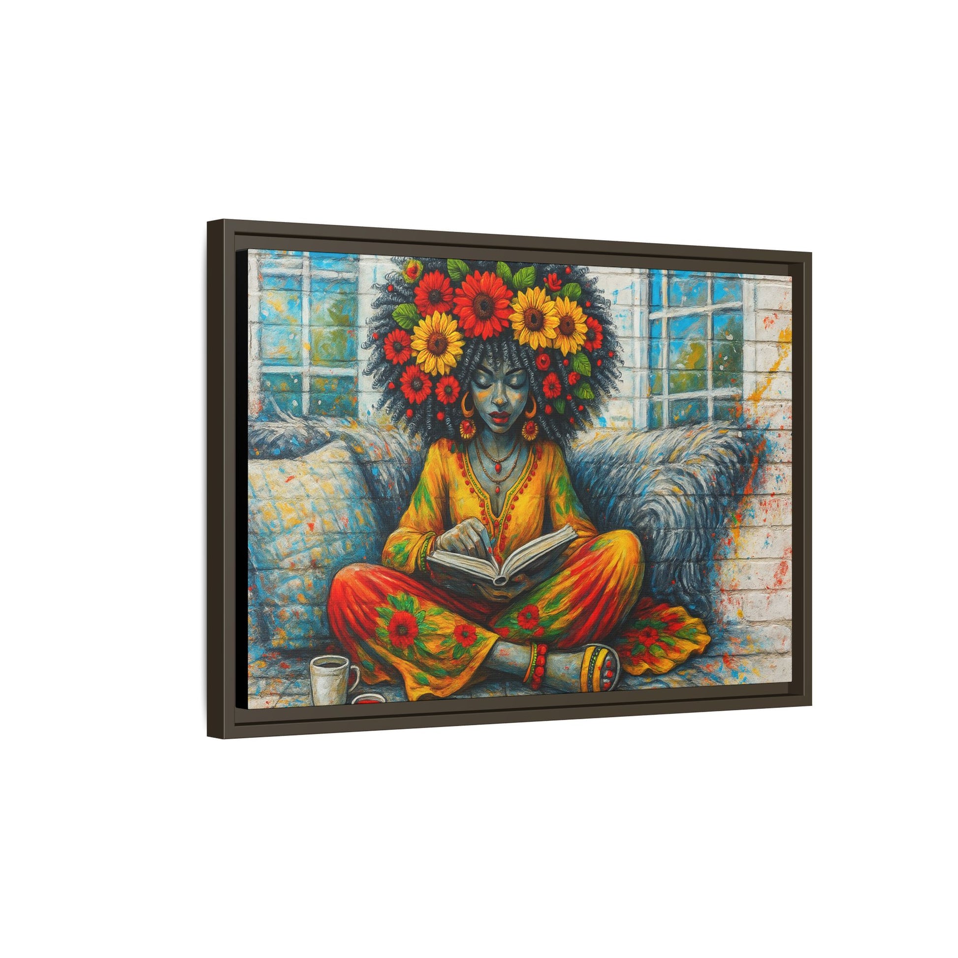 Colorful Flower Reading Girl