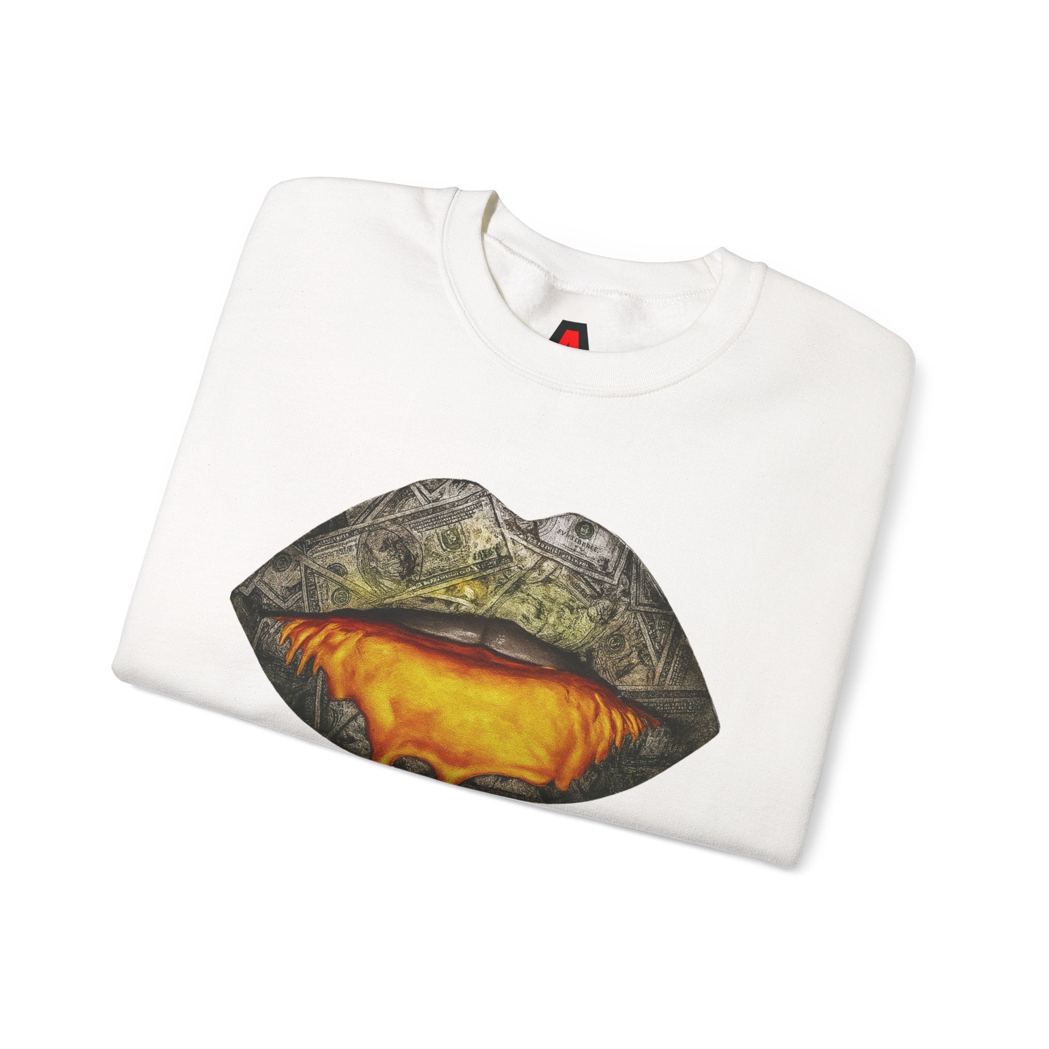 Gold Lips Drip Crewneck Sweatshirt