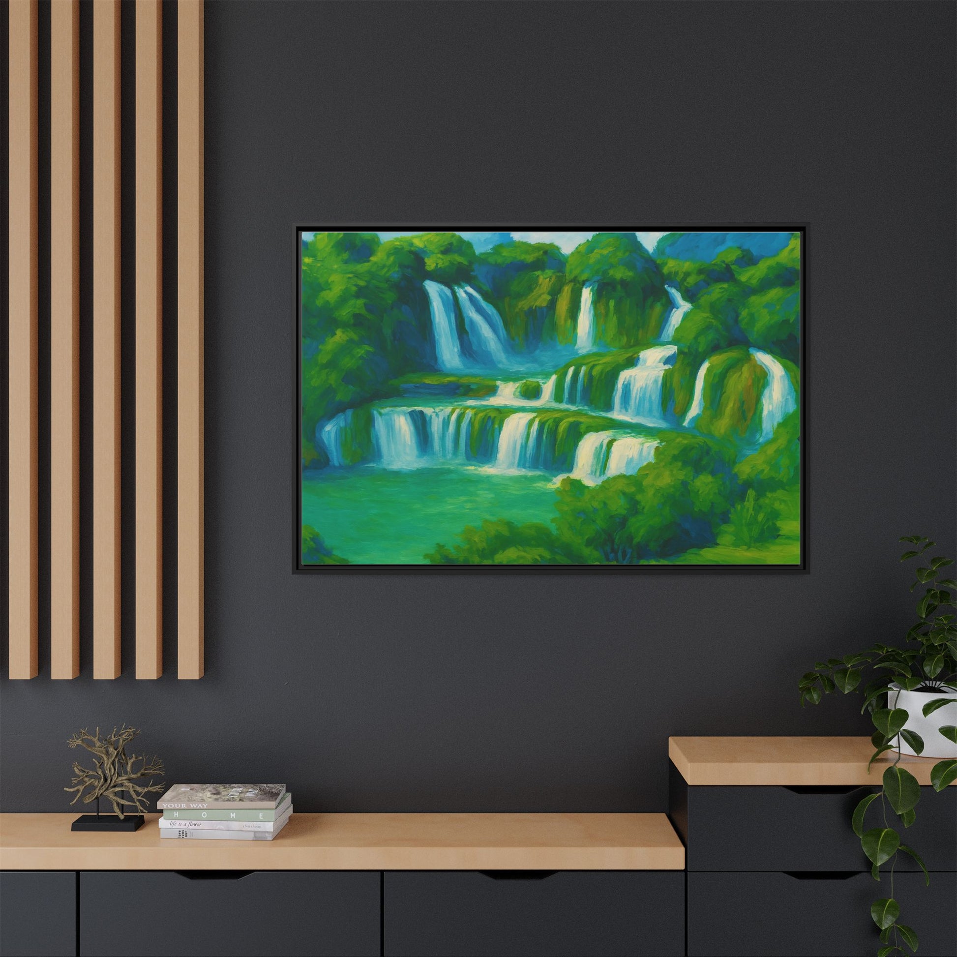 Green Serene Waterfall