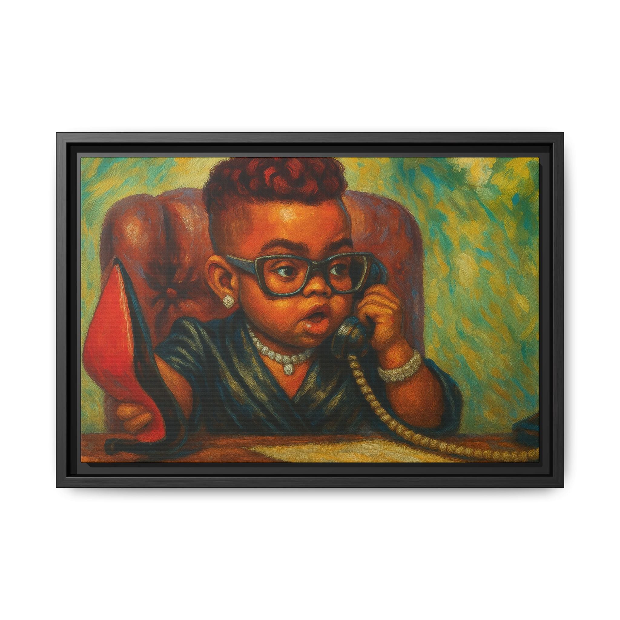 Framed Art Print: Stylish Office Decor for Home or Studio, Wall Art, Colorful Portrait, Vintage Vibe, Creative Gift Idea