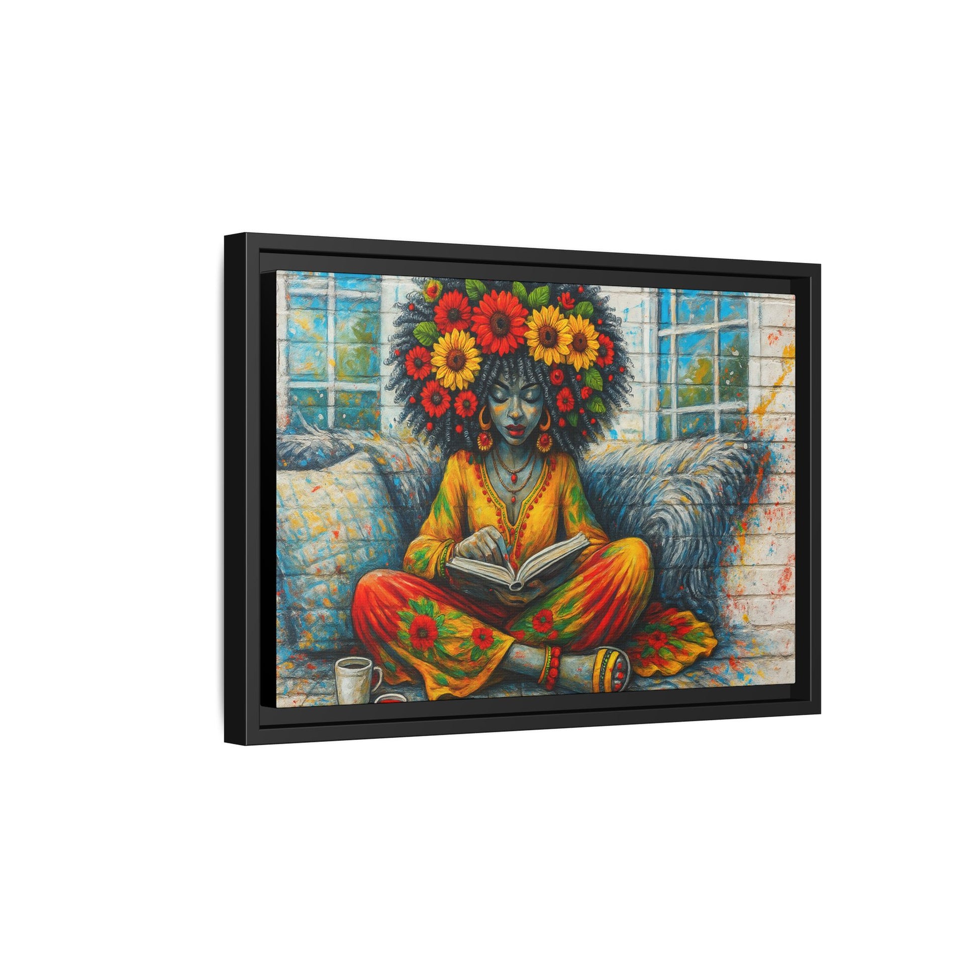 Colorful Flower Reading Girl