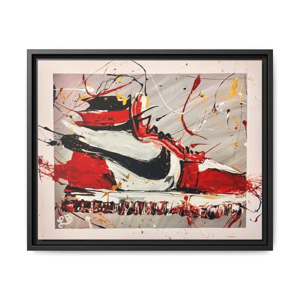 Abstract Red, White, and Black Sneaker