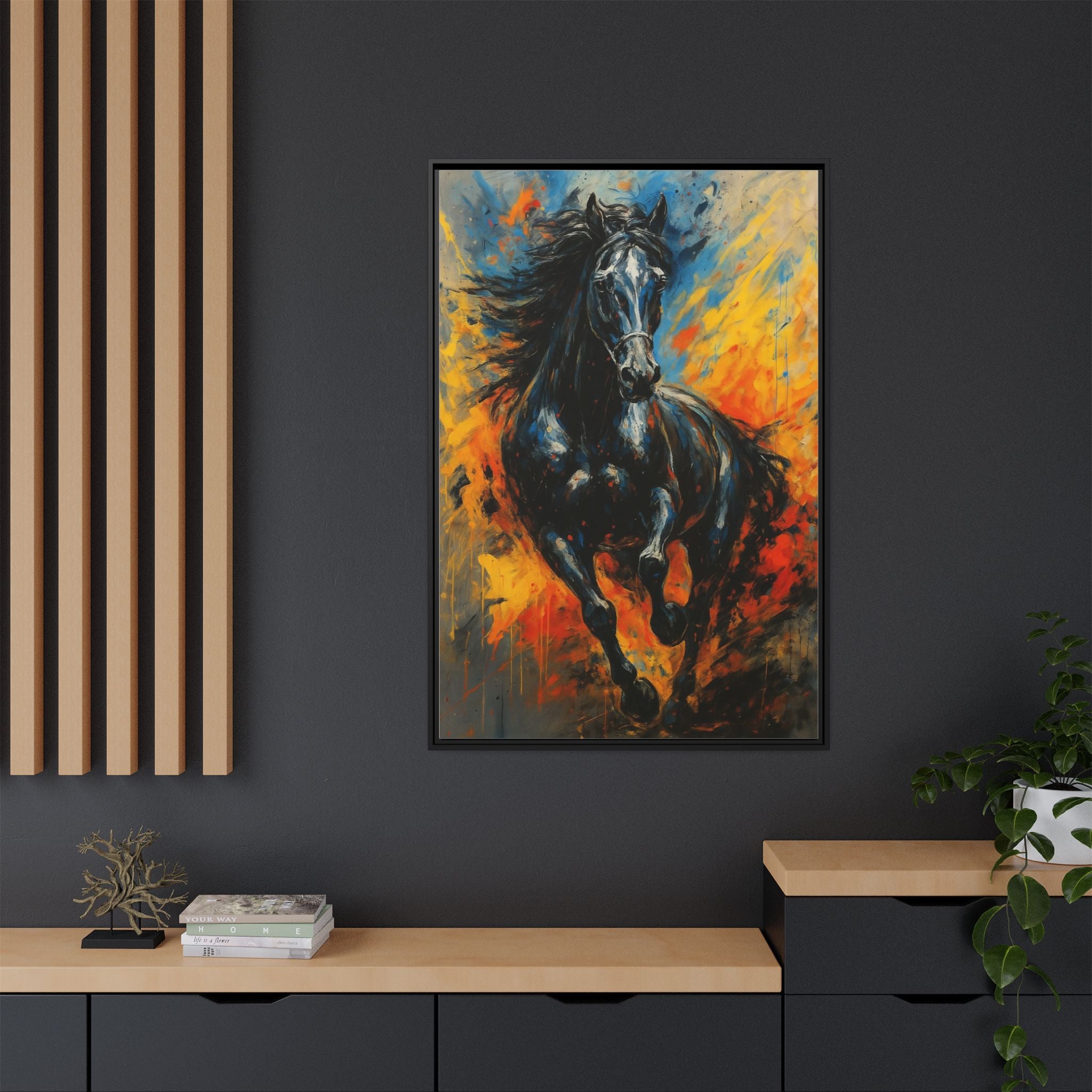 Galloping Black Stallion