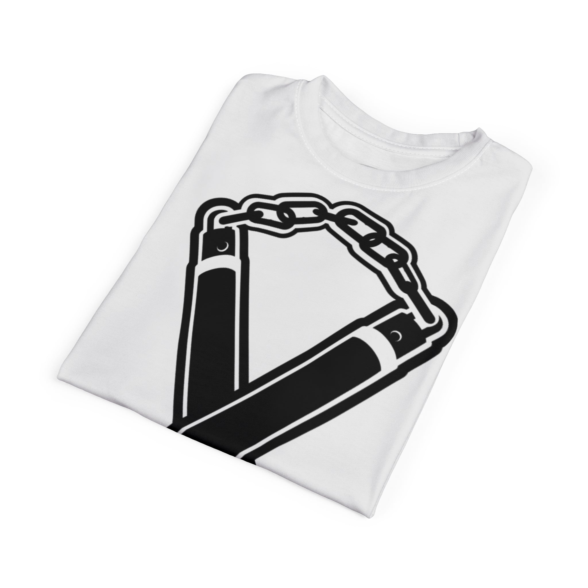 Nunchuck Enjoin Good X Forbid Evil — White Tee