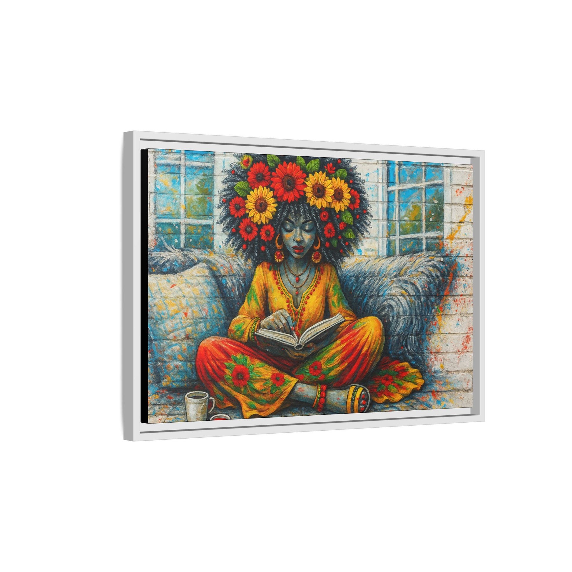 Colorful Flower Reading Girl