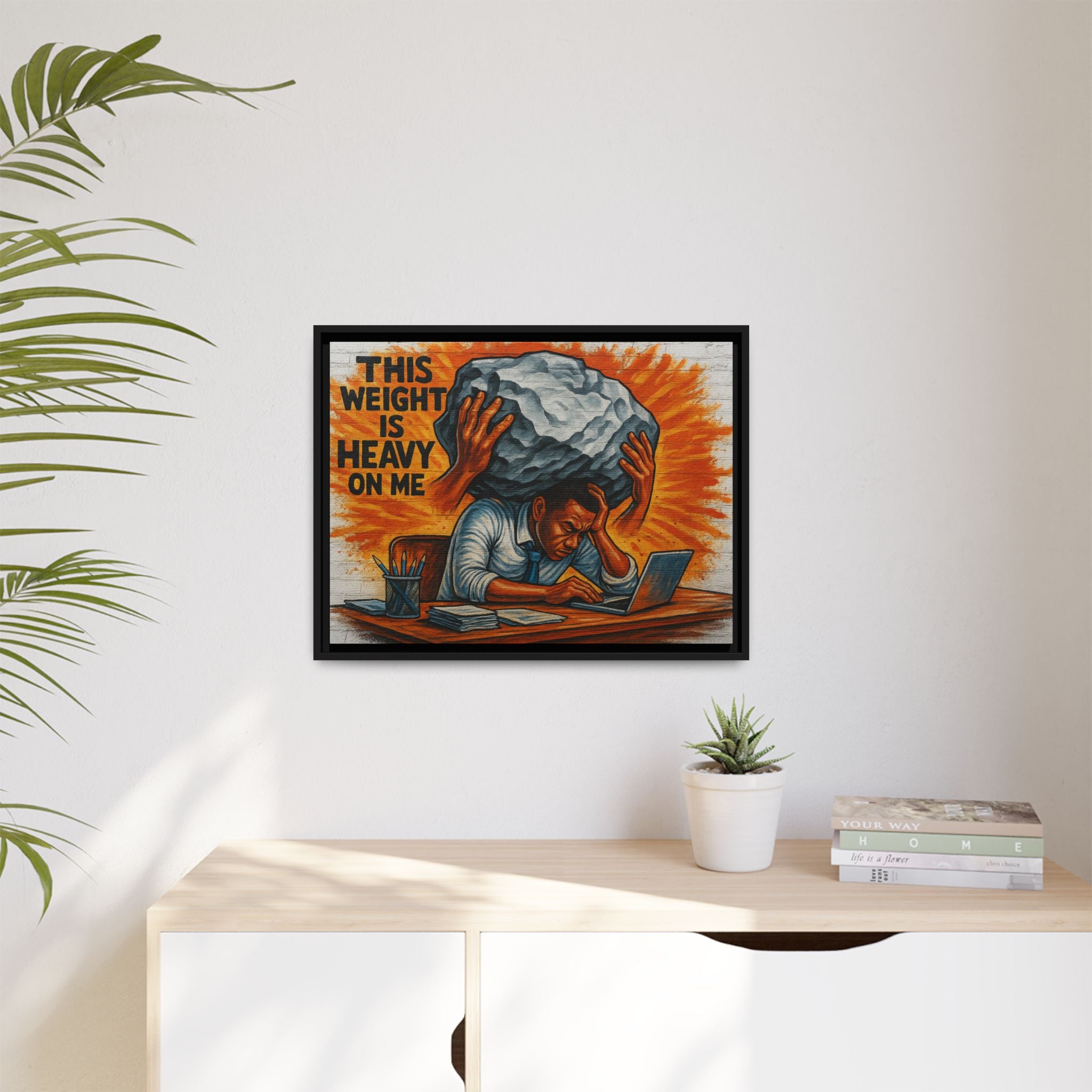 Framed Canvas Art, Stress Relief Decor, Office Wall Art, Motivational Artwork, Unique Gift for Home or Office