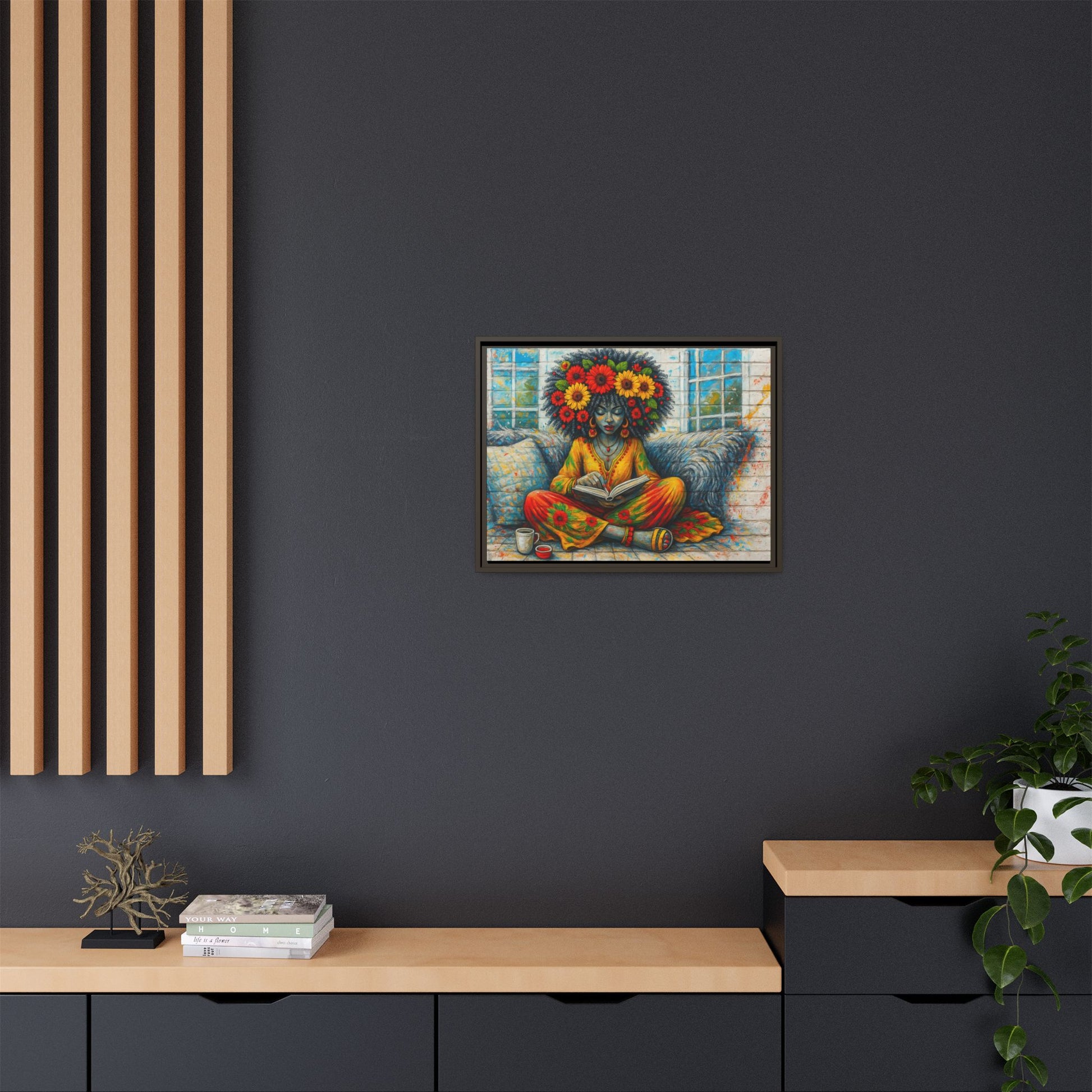 Colorful Flower Reading Girl