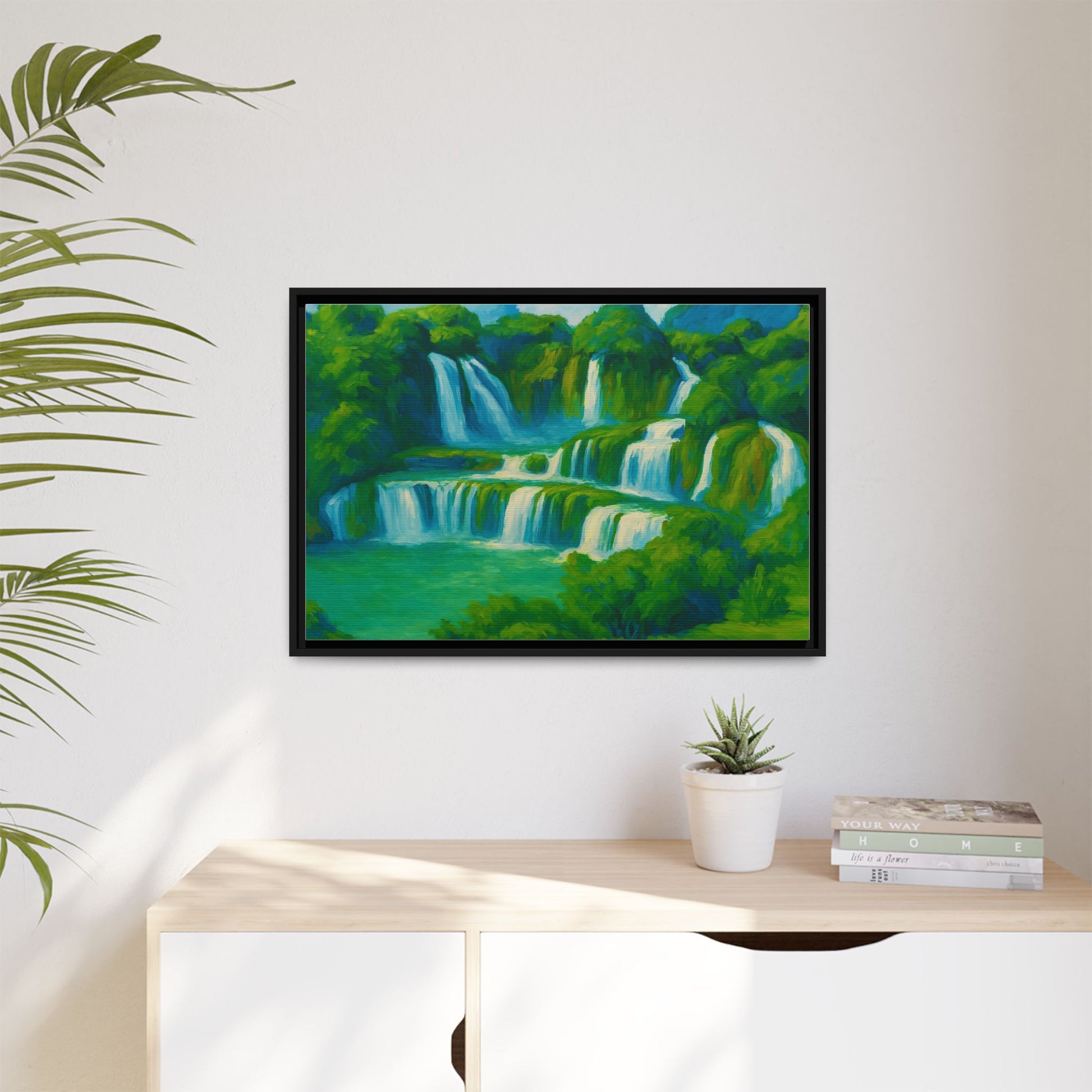 Green Serene Waterfall