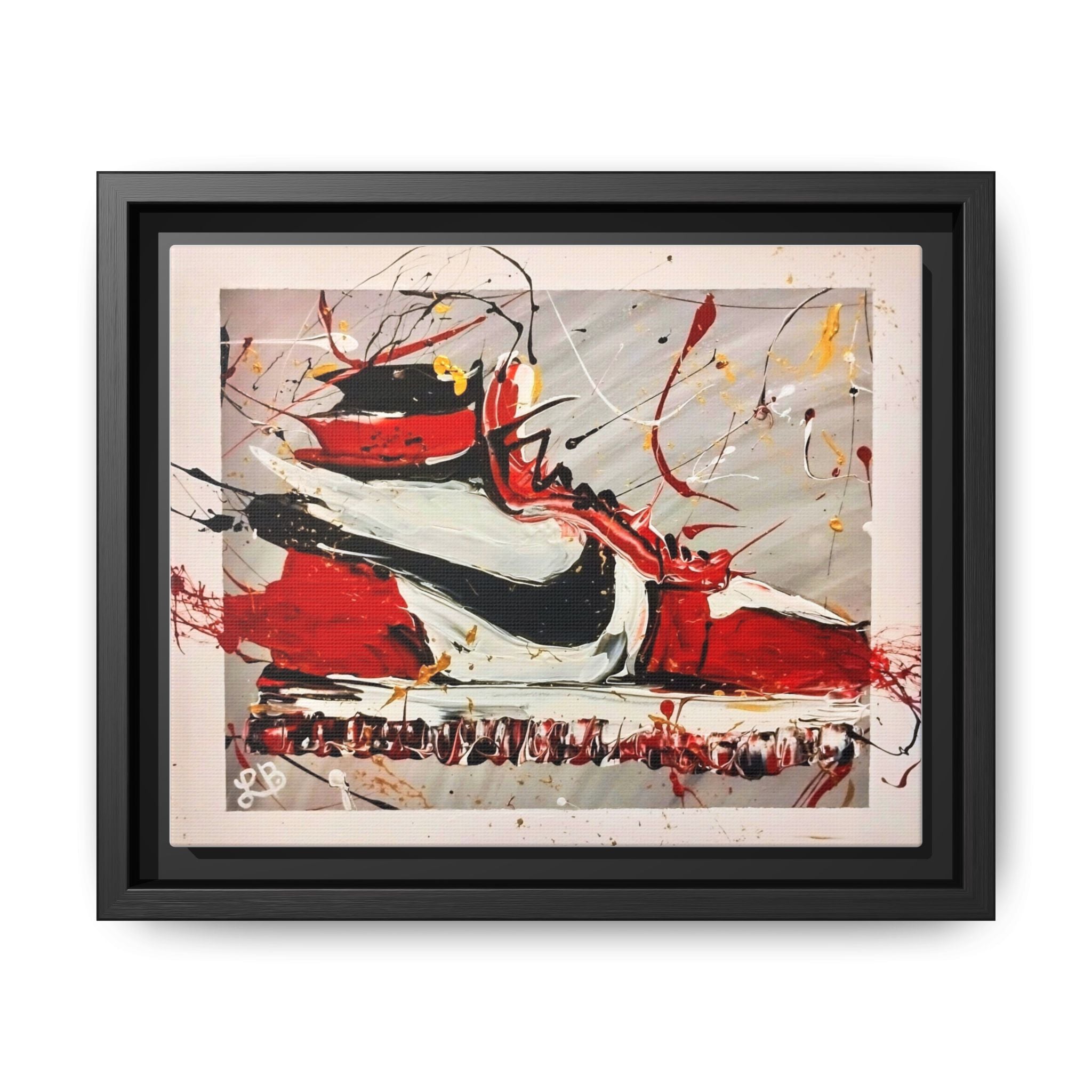 Abstract Red, White, and Black Sneaker