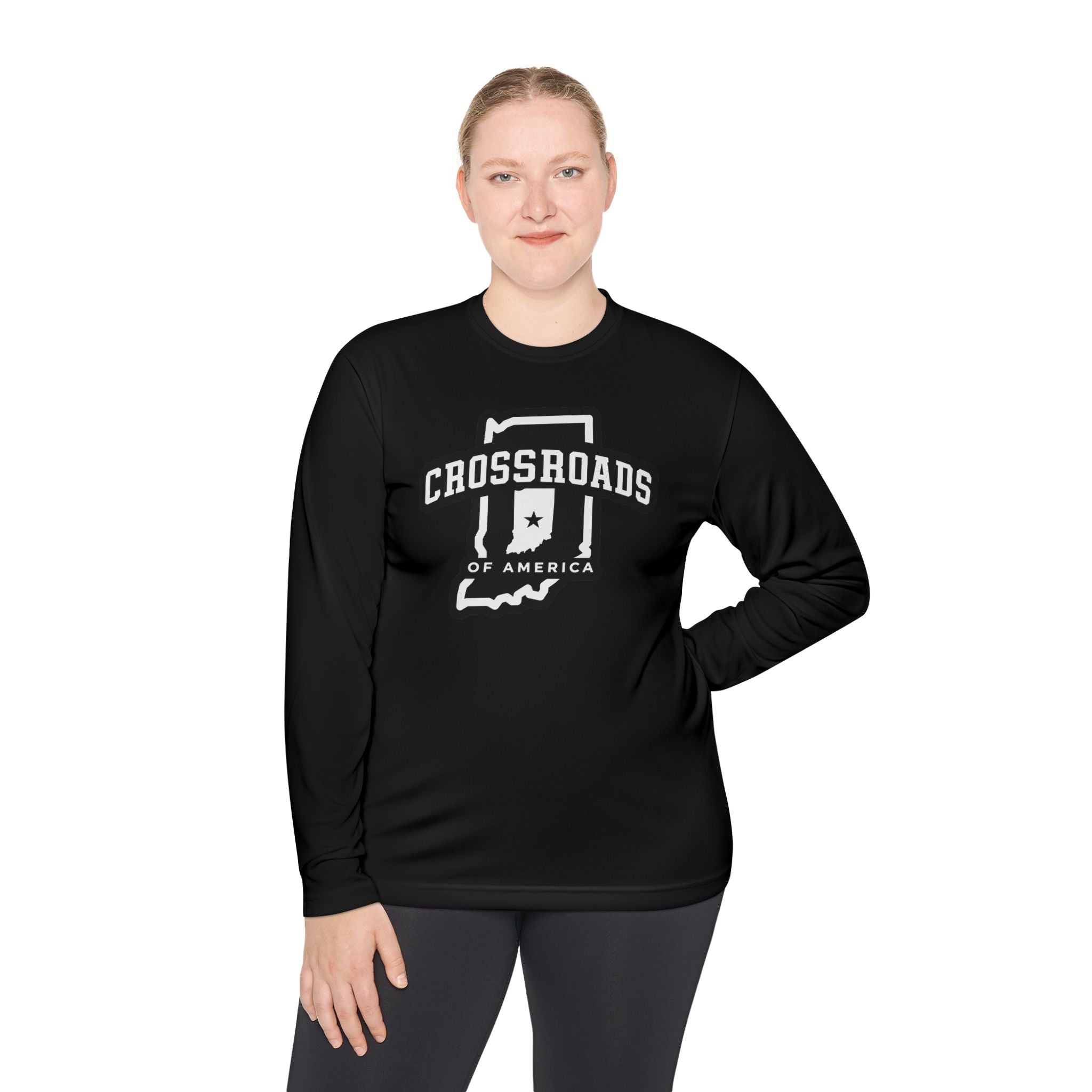 Crossroads of America Long Sleeve Tee — Indiana Retro Road Trip Shirt