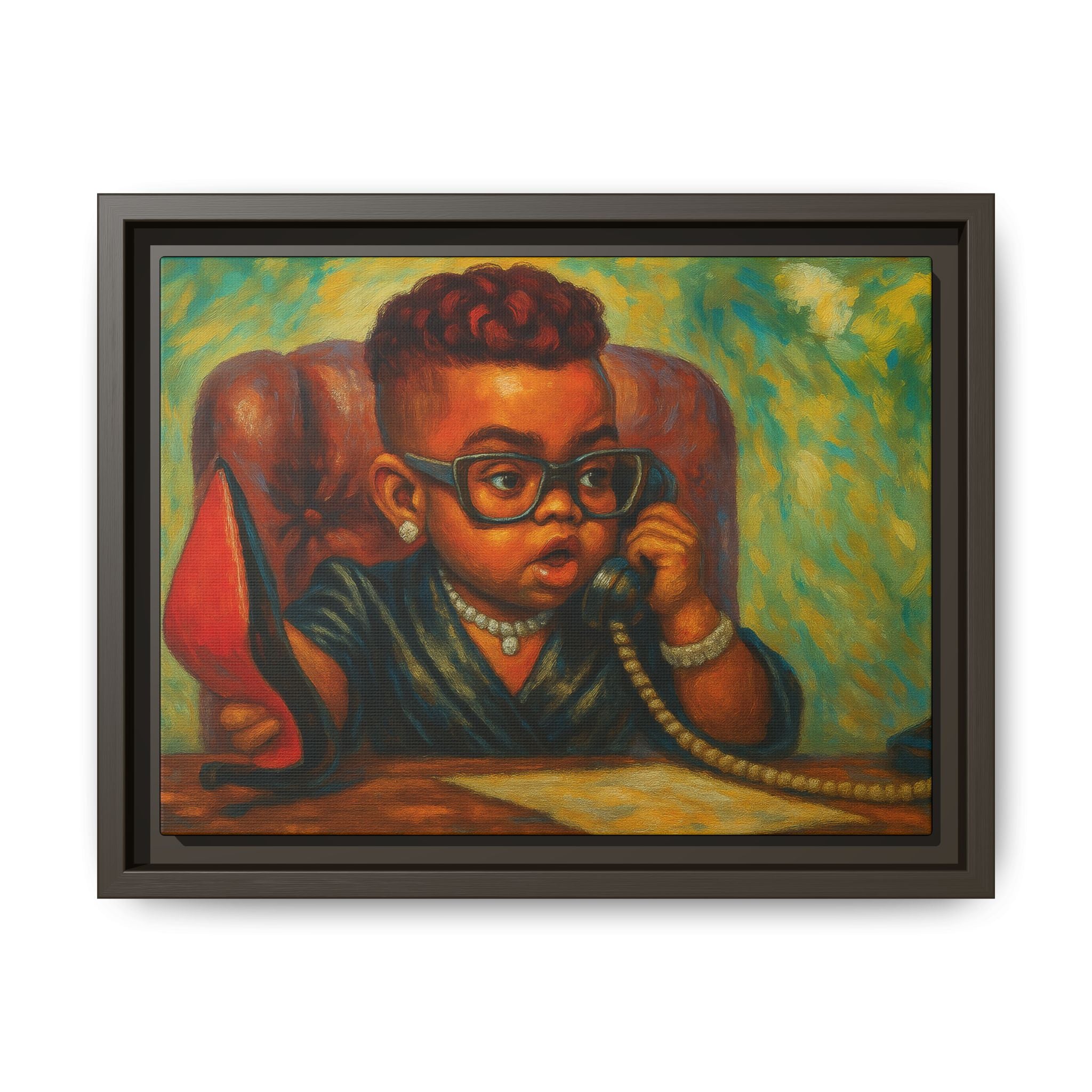 Framed Art Print: Stylish Office Decor for Home or Studio, Wall Art, Colorful Portrait, Vintage Vibe, Creative Gift Idea