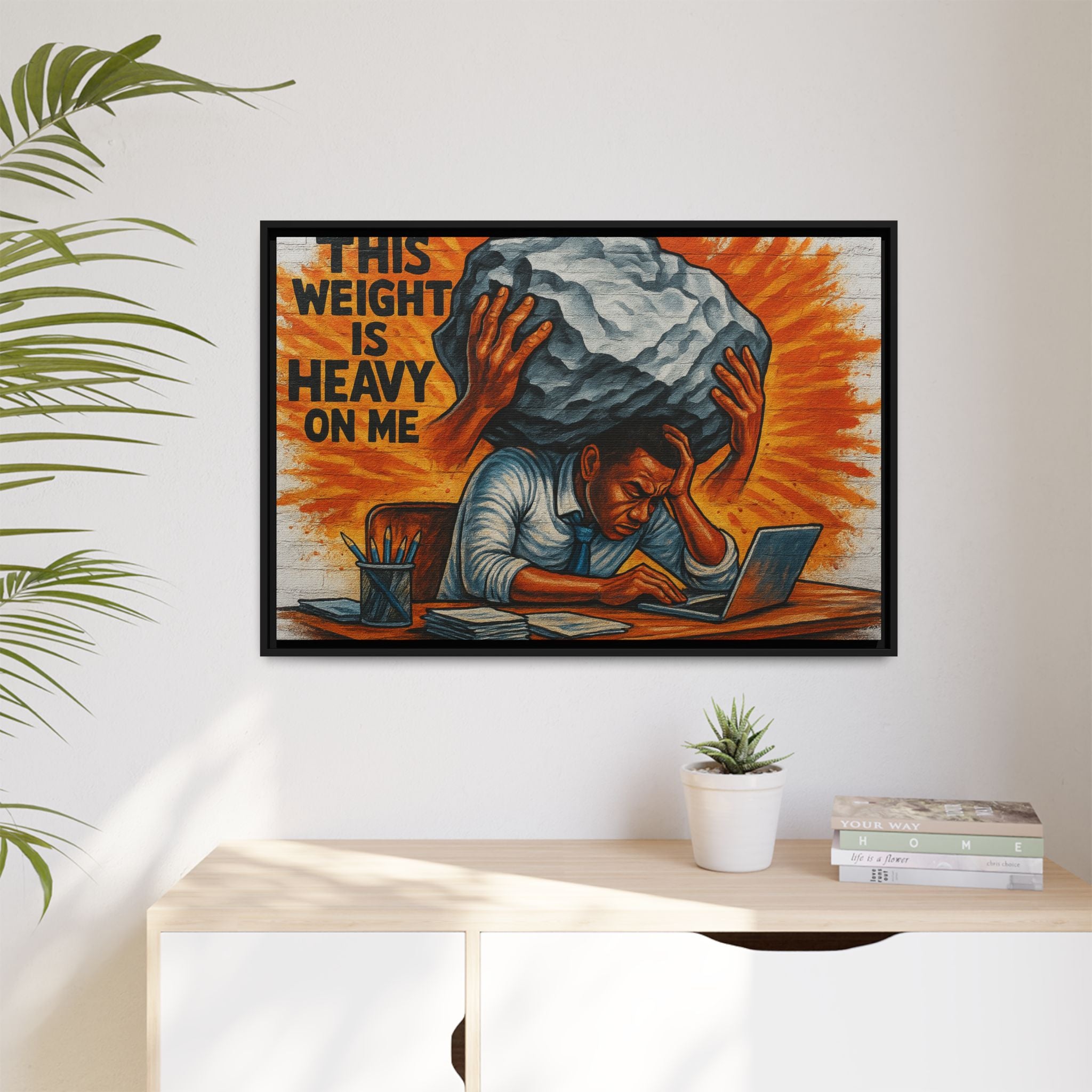 Framed Canvas Art, Stress Relief Decor, Office Wall Art, Motivational Artwork, Unique Gift for Home or Office