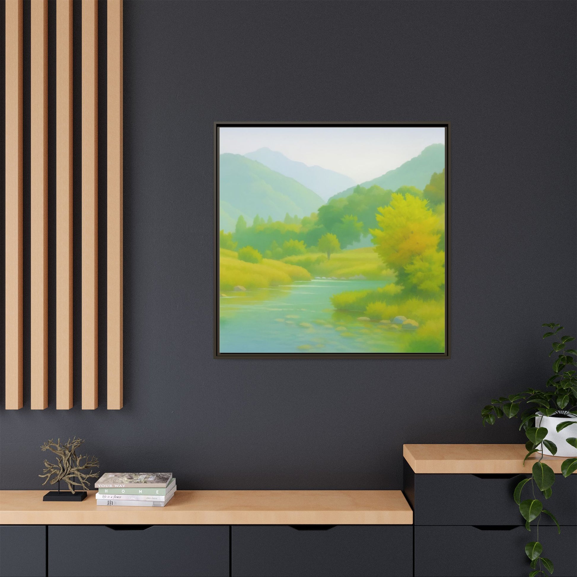 Calming River Green Landscape