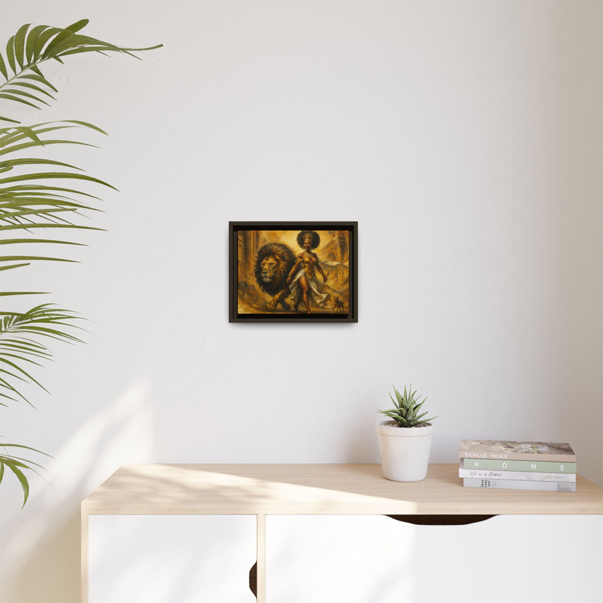 Empowering Framed Art Print, Warrior Woman and Lion Wall Decor, Inspirational Artwork, African Heritage Gift, Home Office Decoration