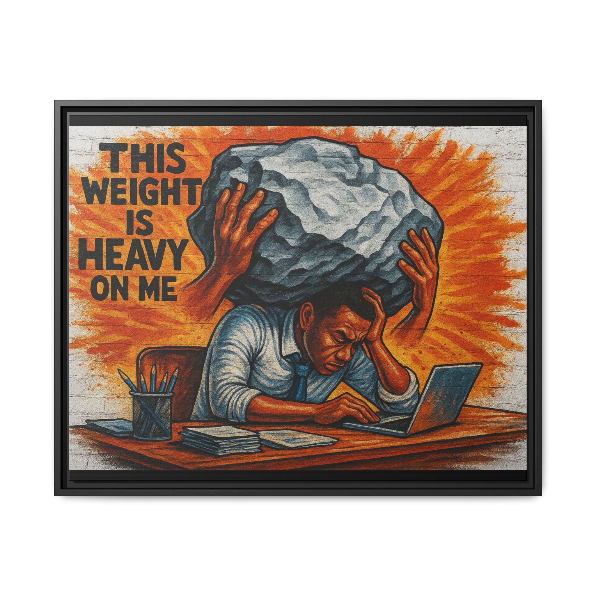 Framed Canvas Art, Stress Relief Decor, Office Wall Art, Motivational Artwork, Unique Gift for Home or Office