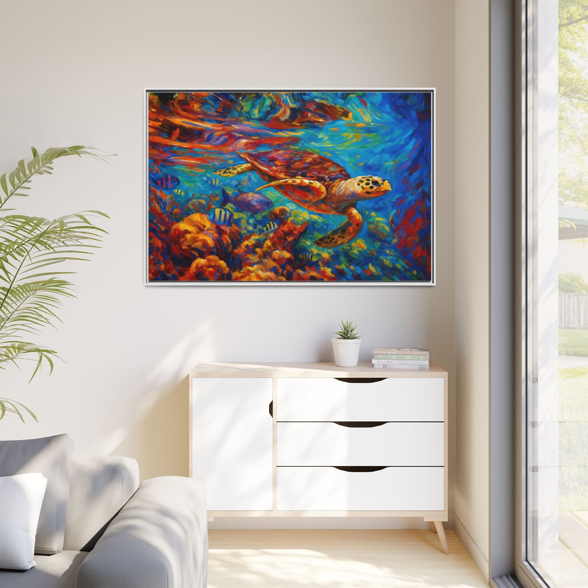 Vibrant Sea Turtle Swimming