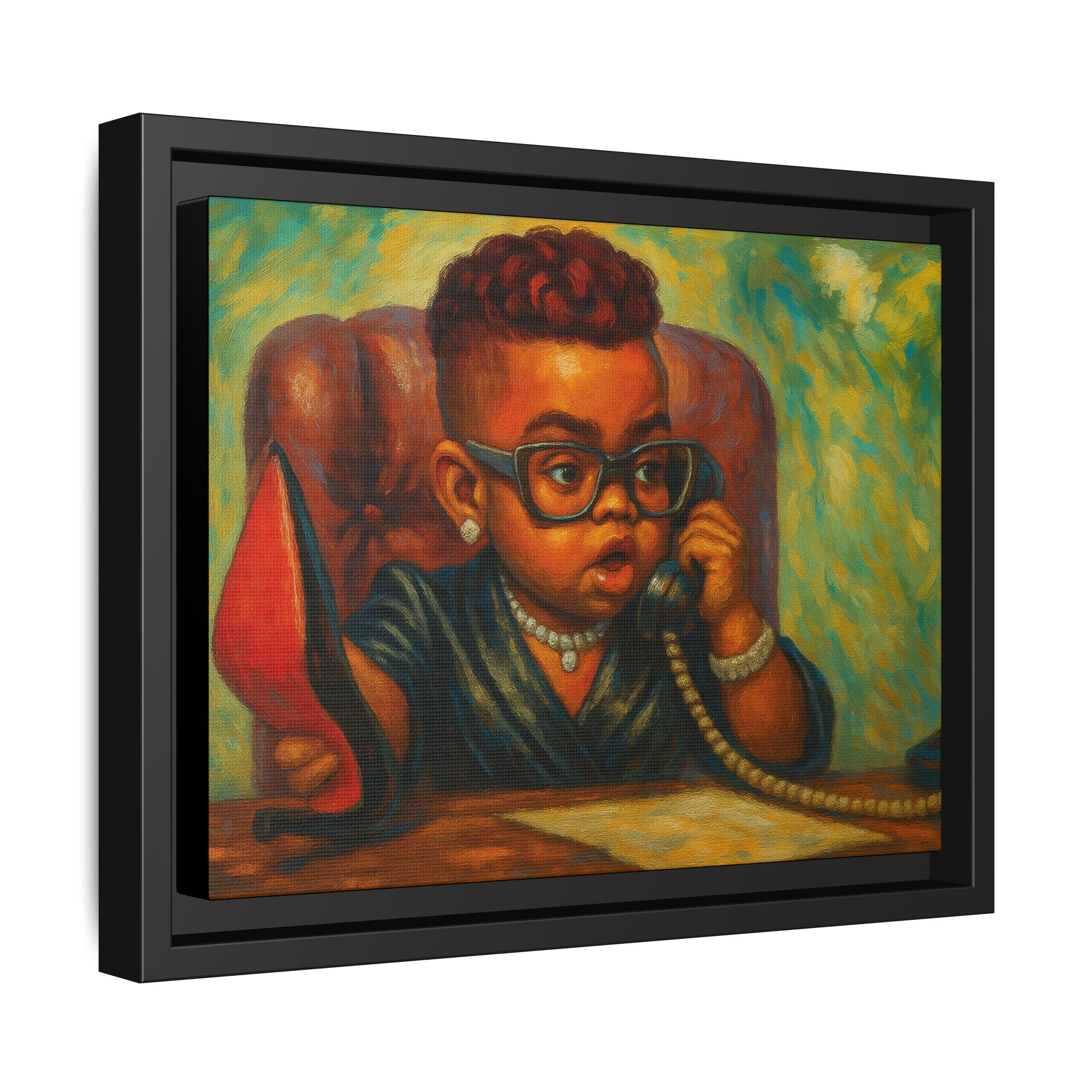 Framed Art Print: Stylish Office Decor for Home or Studio, Wall Art, Colorful Portrait, Vintage Vibe, Creative Gift Idea