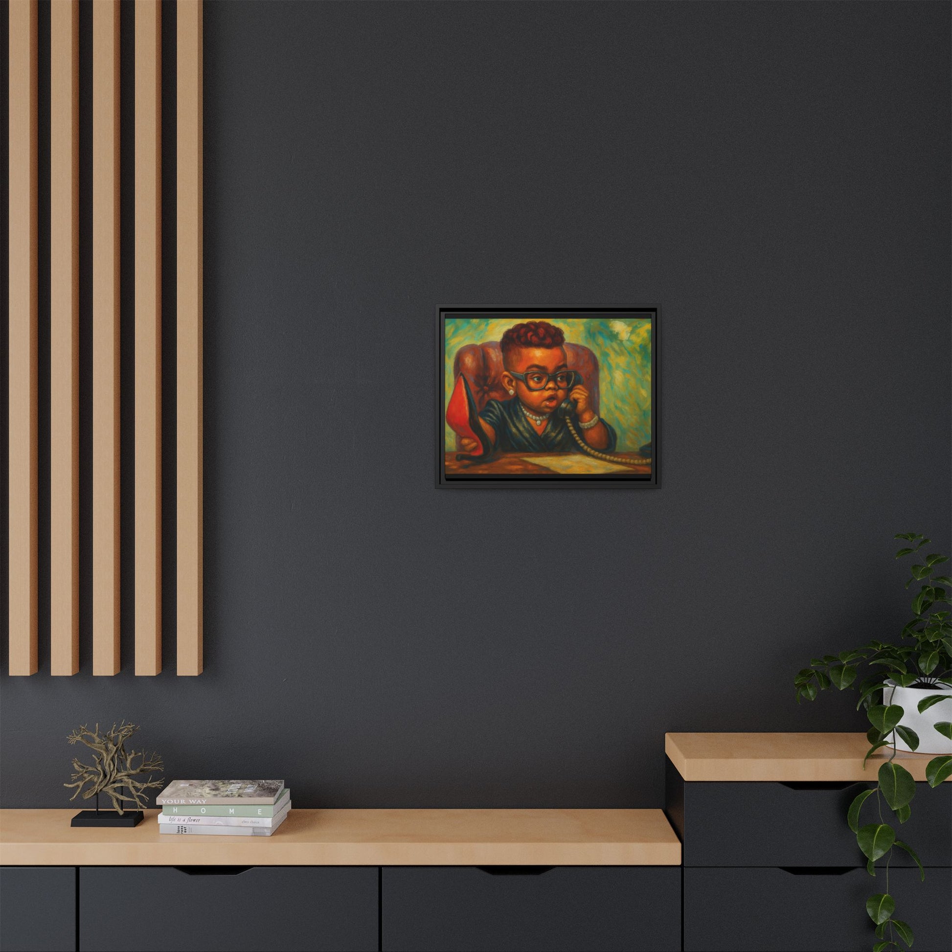 Framed Art Print: Stylish Office Decor for Home or Studio, Wall Art, Colorful Portrait, Vintage Vibe, Creative Gift Idea