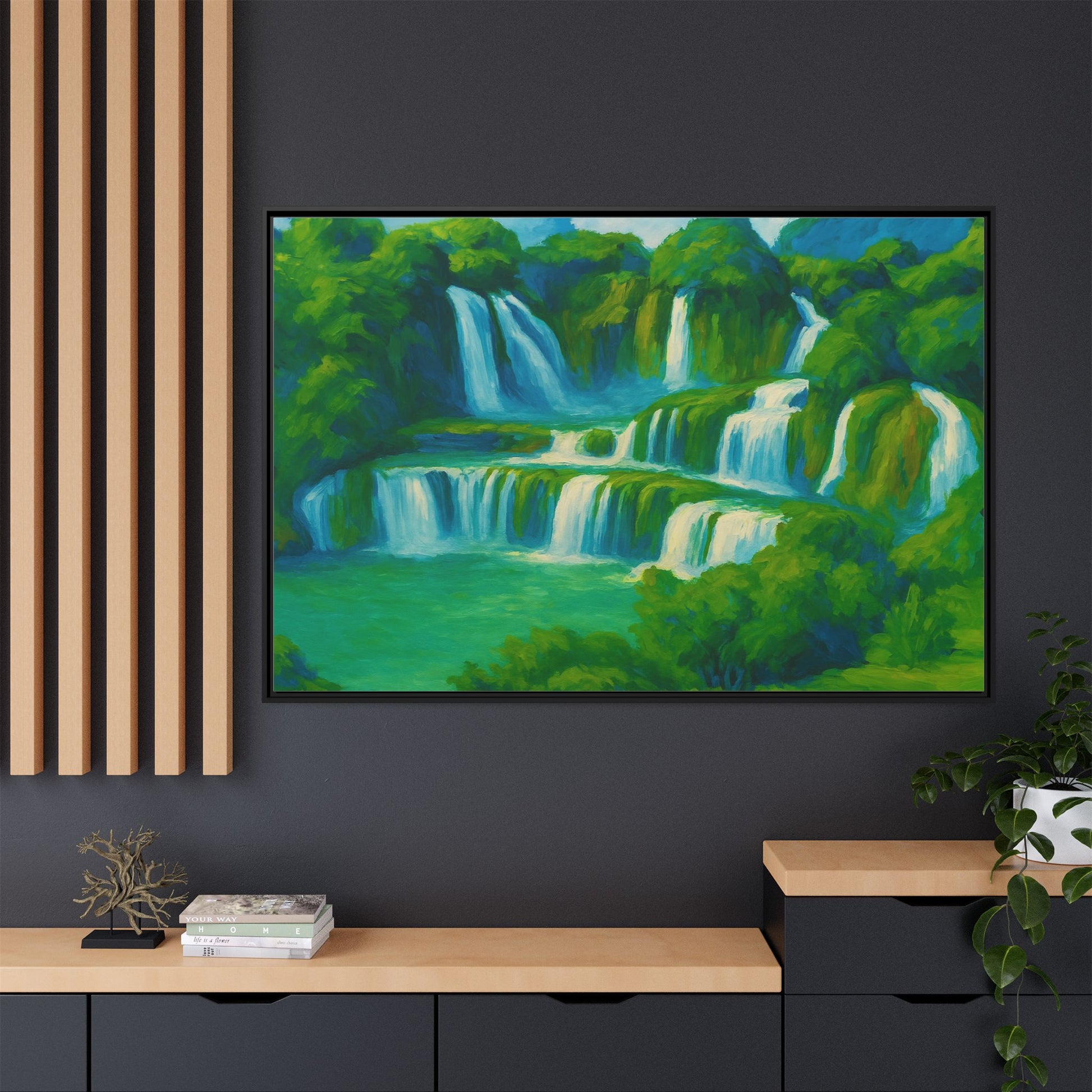 Green Serene Waterfall