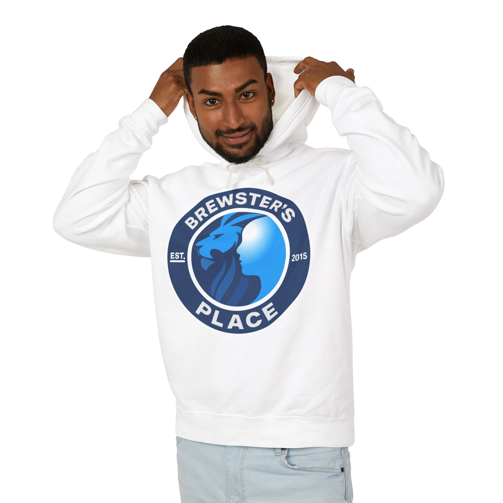 Brewster's Place Hoodie — Vintage Blue Crest Pullover