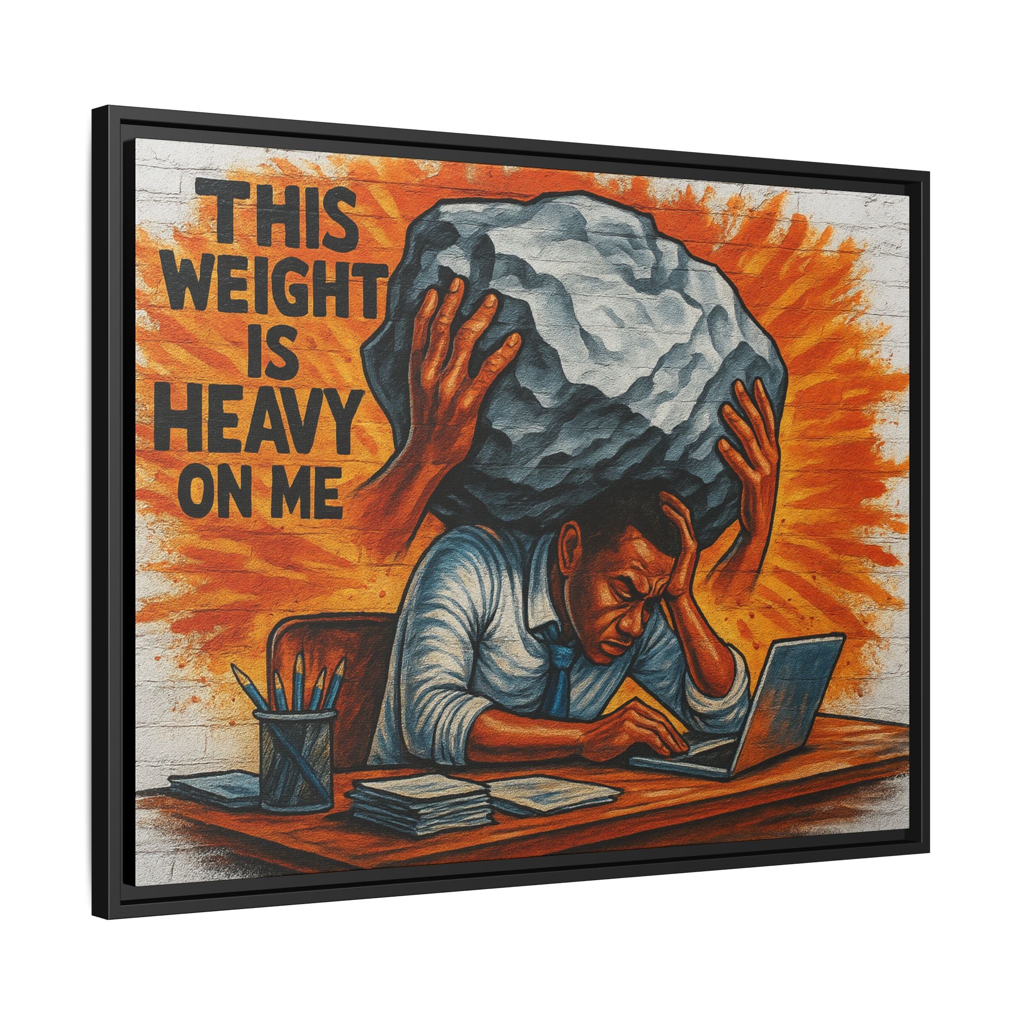 Framed Canvas Art, Stress Relief Decor, Office Wall Art, Motivational Artwork, Unique Gift for Home or Office